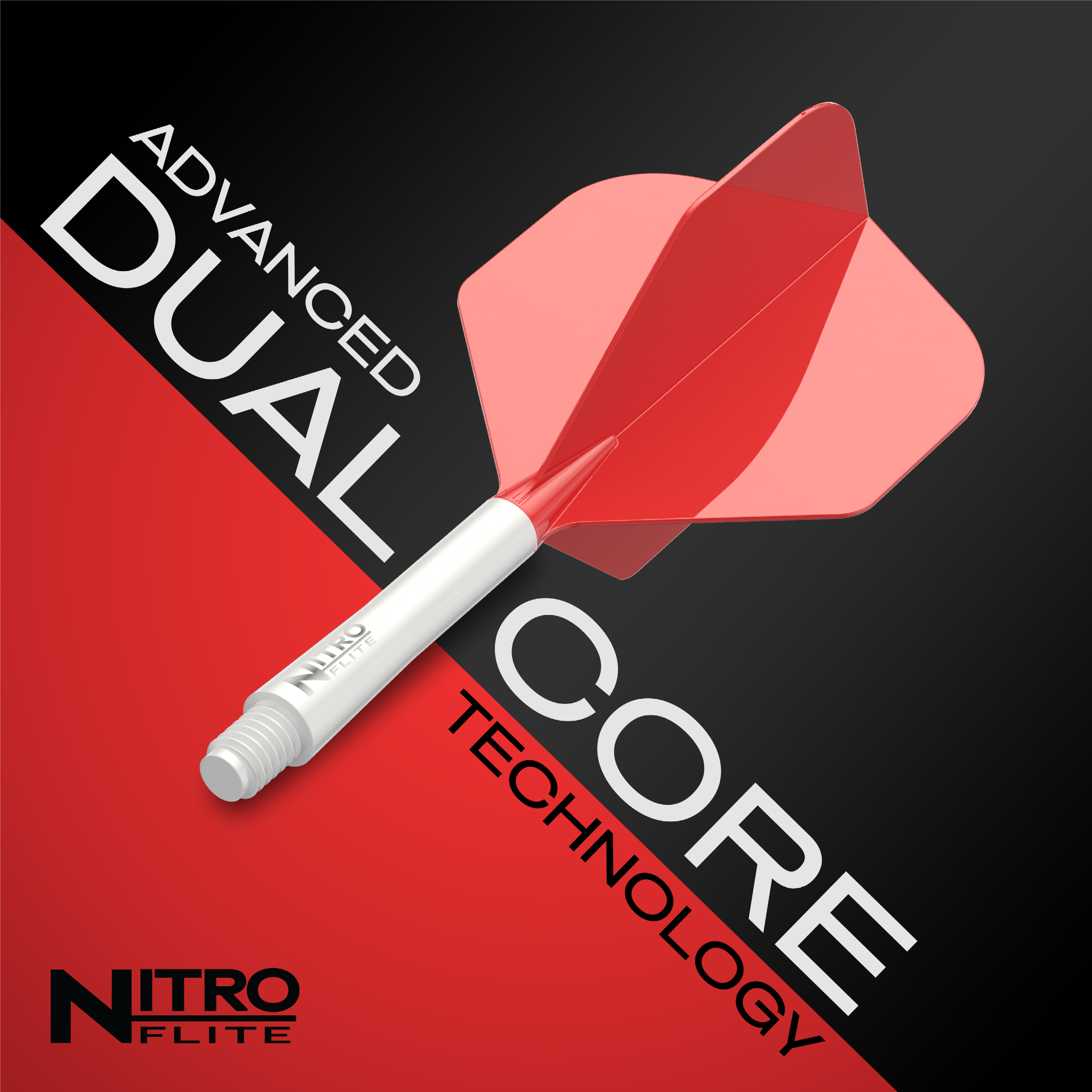 Red Dragon Nitroplite - White Shaft Red No2 Flights Gezeigt wird das Red Dragon Nitroflite Set, bestehend aus weißen Schäften und roten No2 Flights. Dieses Produkt eignet sich perfekt für ambitionierte Dartspieler.