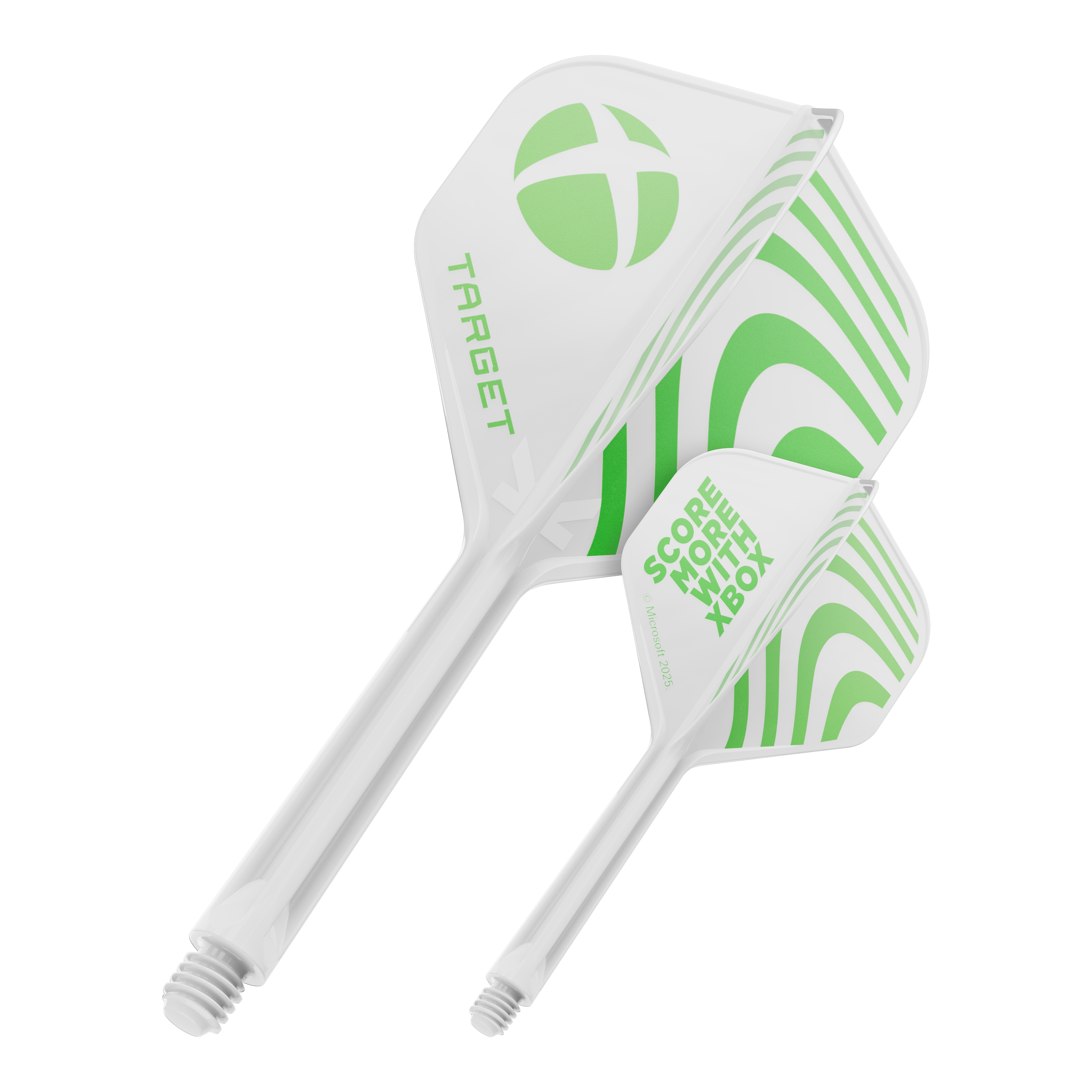 Standardní letky Target Xbox K-Flex No2 - bílé Ein Produktbild mit dem Dateinamen 410612_Target_Xbox_KFlex_No2_Standard_Flights_33mm_1. Das Bild zeigt vermutlich ein Dartzubehör.