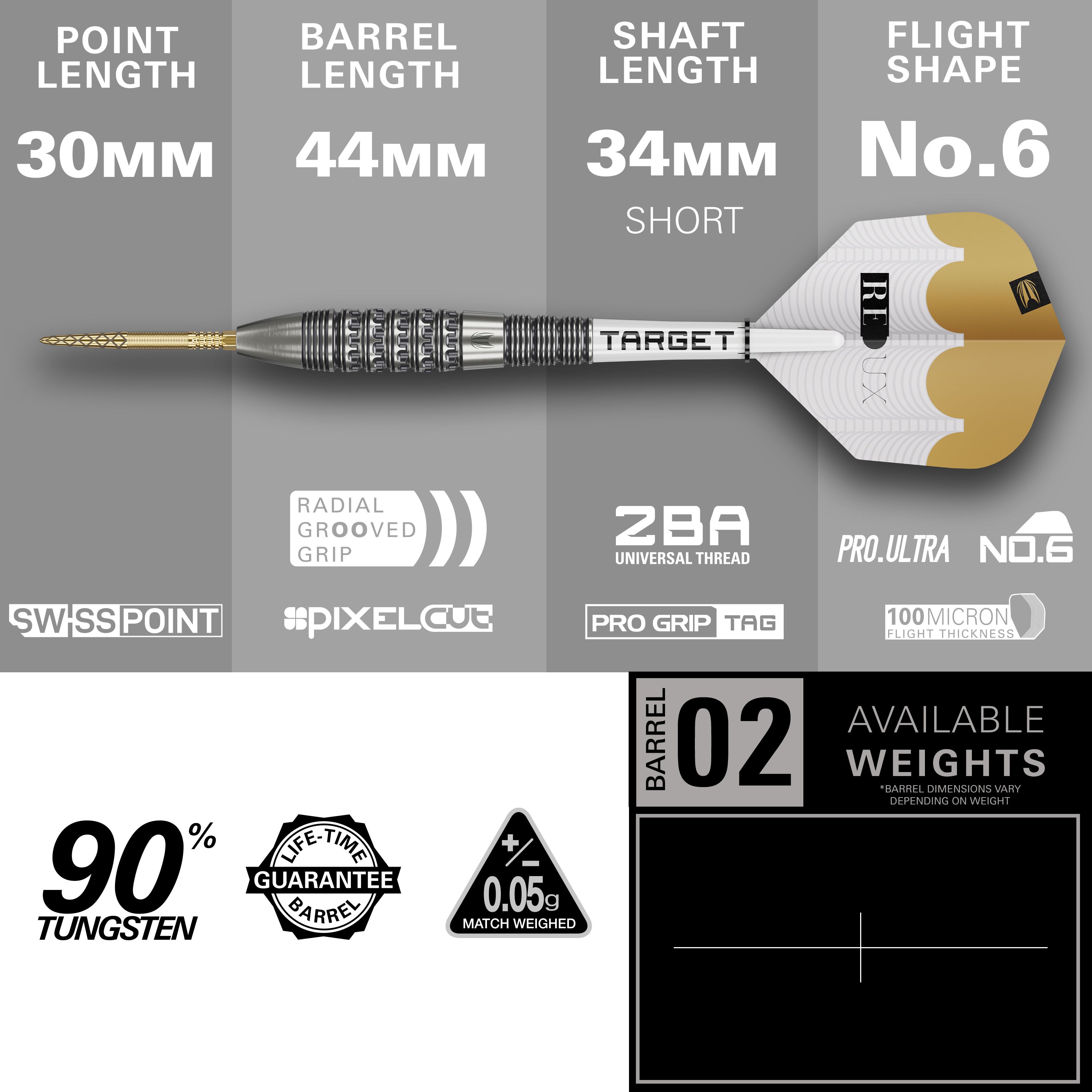 Ocelové šipky Target Redux 02 Swiss Point Das Bild zeigt die Target Redux 02 Swiss Point Steeldarts. Diese Steeldarts bieten ein besonderes Spielerlebnis.