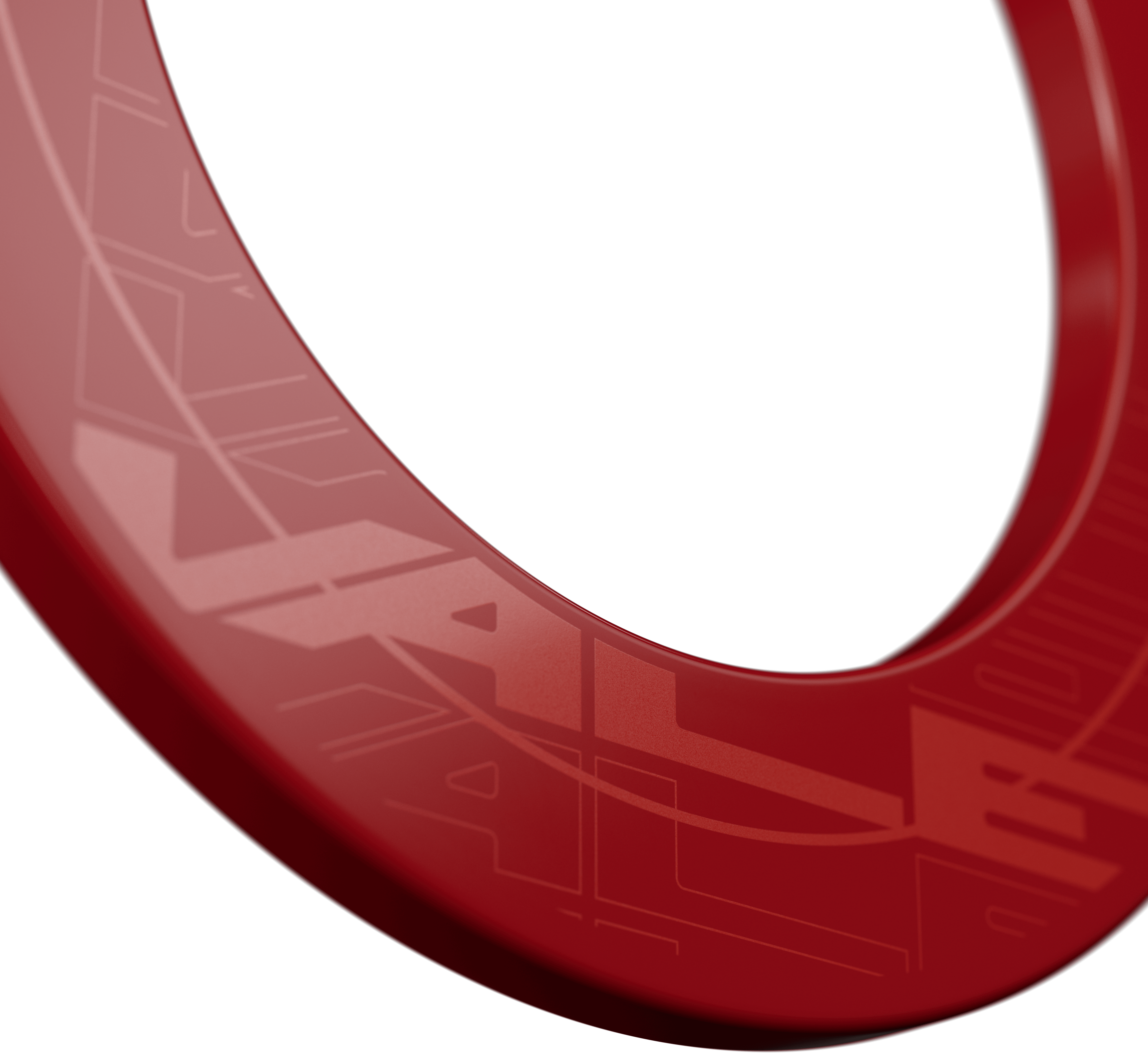 Obložení terče Target VALE Das Bild zeigt einen roten Dartboard-Surround mit dem Schriftzug "VALE". Der Ring hat ein modernes, glänzendes Design und ist für den Schutz der Wand um das Dartboard gedacht.