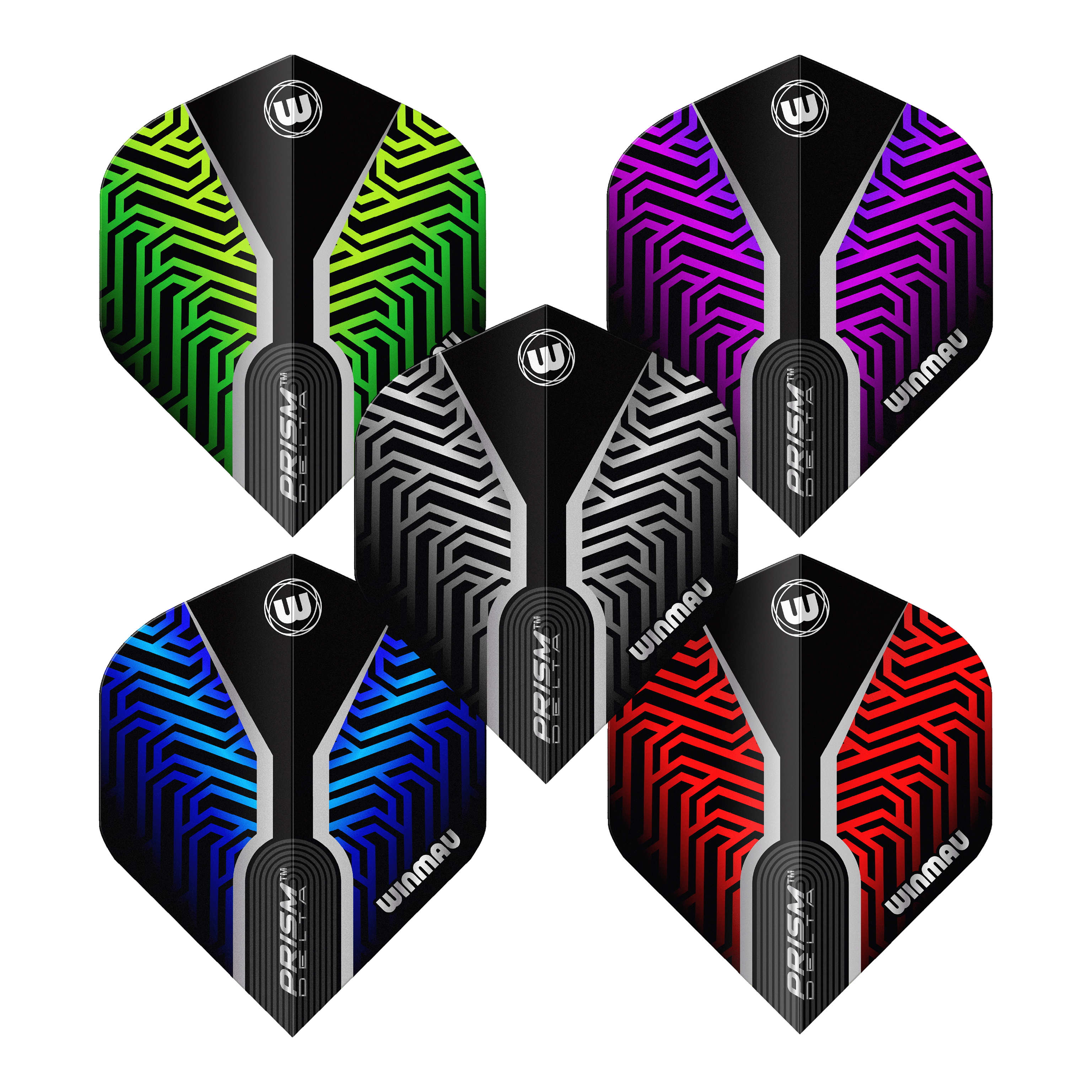 Das Bild zeigt die Winmau Prism Delta No2 Standard Flight Collection. Die hochwertigen Flights sind optimal für Dartspieler.