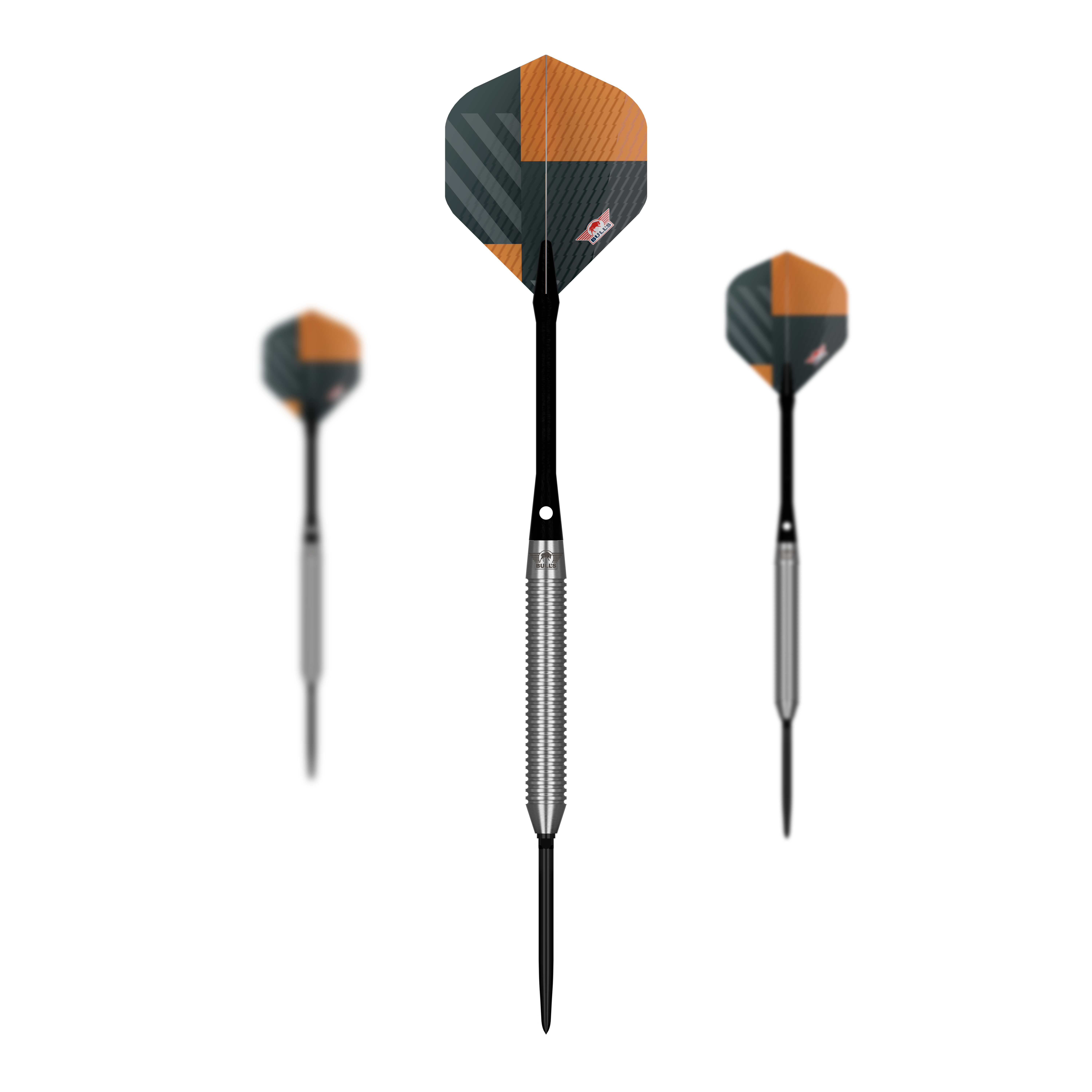 Šipky Bulls NL Volt Orange Convertible Point Steel Darts Abgebildet ist das Set Bulls NL Volt Orange Convertible Point Steeldarts. Mehrere Darts werden zusammen gezeigt.