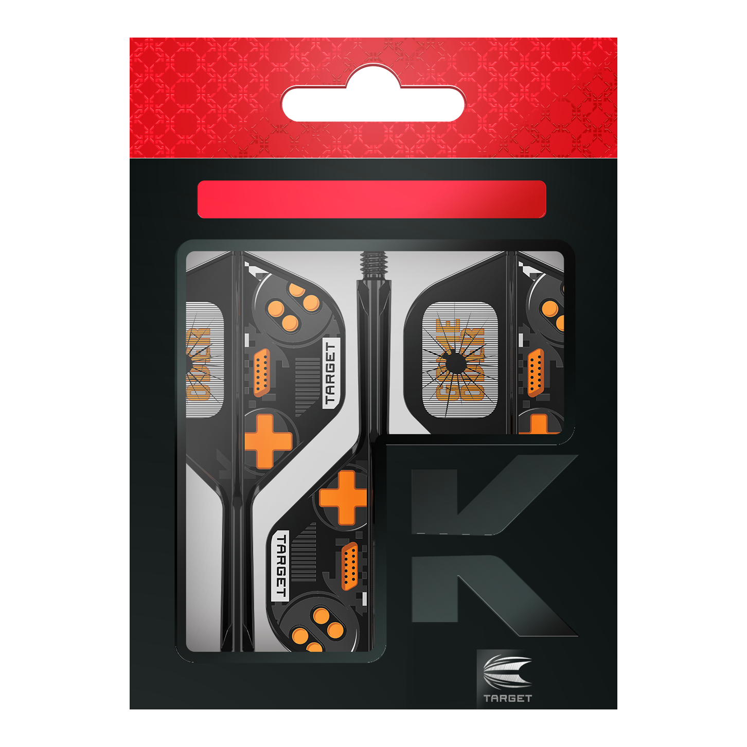 Standardní letky Target K-Flex Game Over No2 Zu sehen sind die Target K-Flex Game Over No2 Standard Flights. Sie werden als Zubehör für Dartpfeile verwendet.