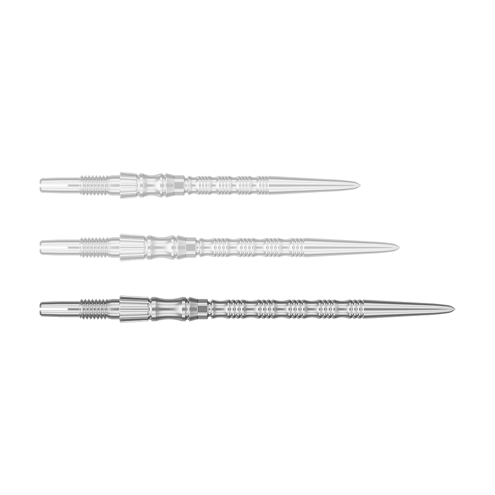Ocelové hroty na šipky Target Signature Swiss Point TRB - stříbrné Einzelne silberne Dartspitze mit einer Länge von 42 mm wird gezeigt. Dies ist die Target SwissPoint Signature TRB Dartspitze.