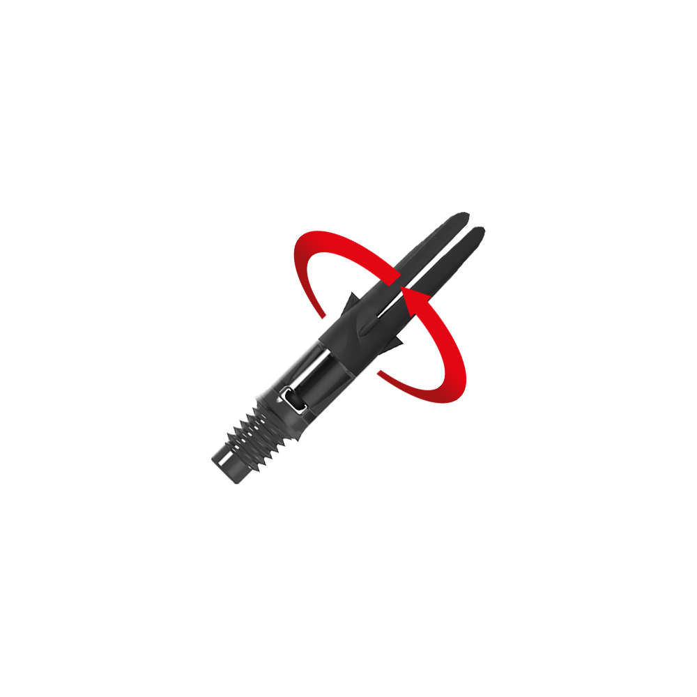 L-L-Style-Shaft Carbon Silent Straight - Schwarz Abgebildet ist ein schwarzer L-Style Carbon Silent Straight Dart-Schaft ohne Kappen in 26mm Länge, dargestellt als Symbol. Das Bild zeigt die zweite Variante des Produkts.