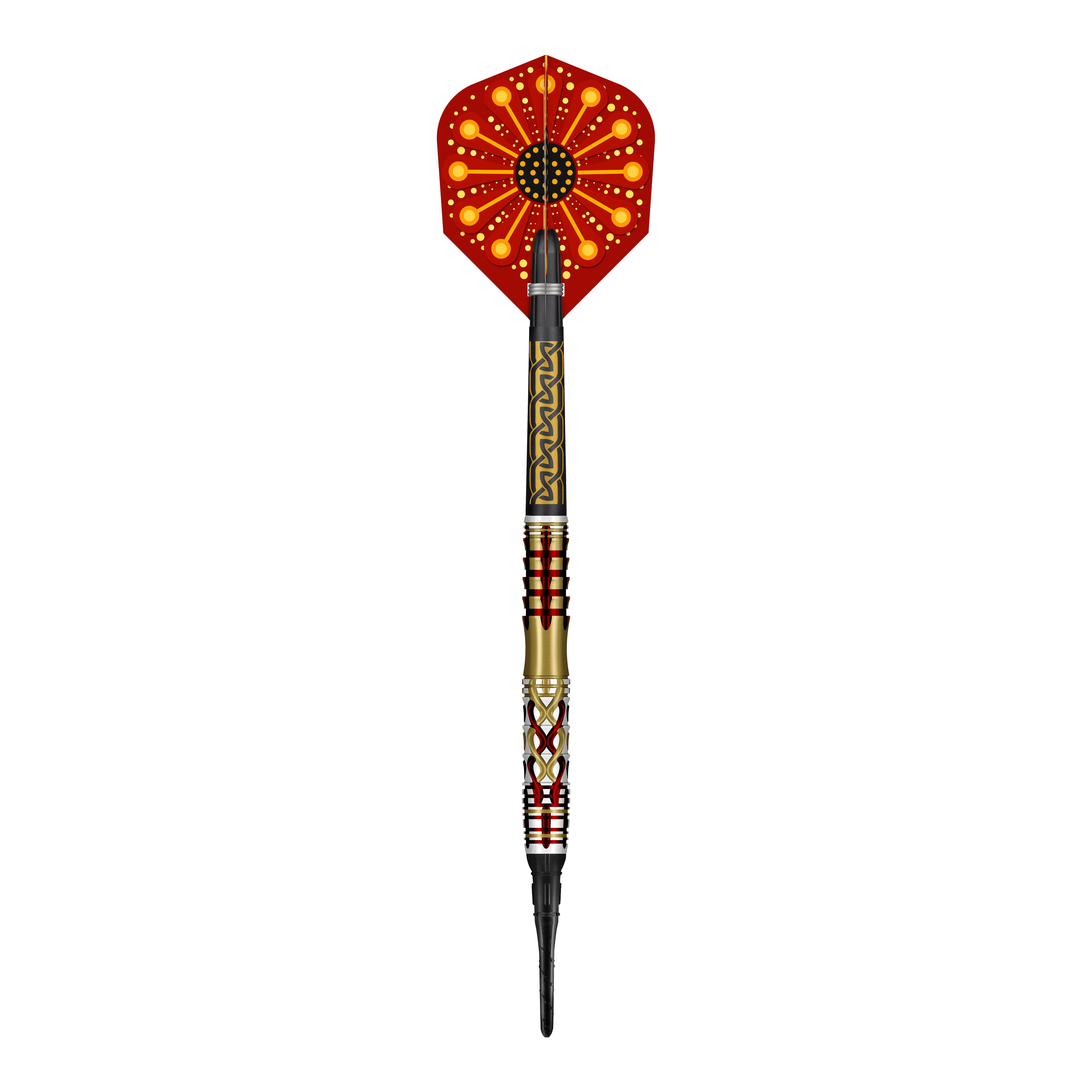 Měkké šipky Shot Goths Alaric - 20g Abgebildet sind die Shot Goths Alaric Softdarts mit einem Gewicht von 20g. Die Darts sind aus nächster Nähe von der Seite zu sehen.