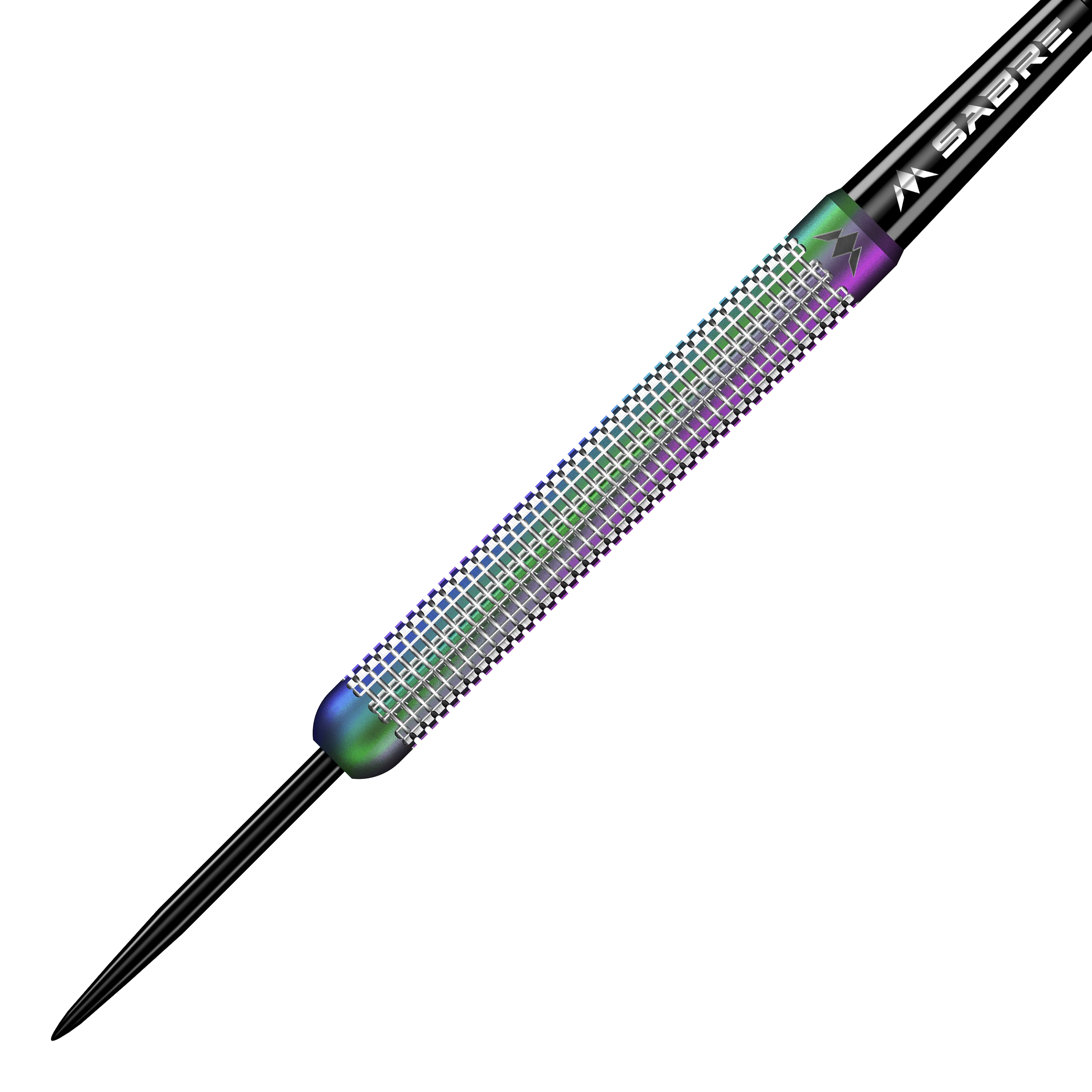 Ocelové šipky Mission Aurora Coral PVD - 23g Das Bild zeigt einen Mission Aurora Coral PVD Steeldart mit einem Gewicht von 23g. Der Dart hat eine bunte, glänzende Oberfläche und ist mit feinen Rillen versehen.