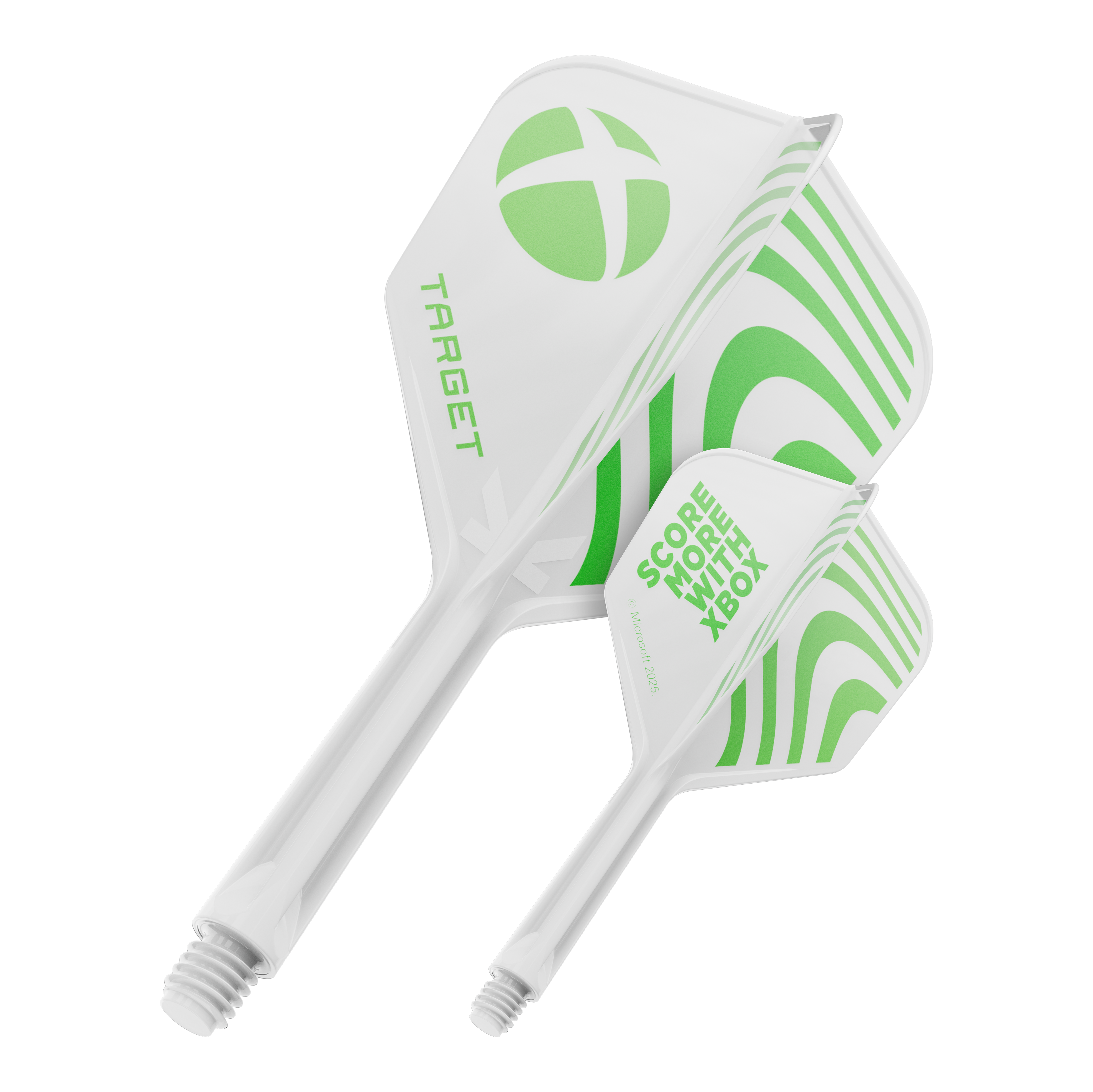 Letky Target Xbox K-Flex No6 - bílé Hier ist wahrscheinlich ein Target Xbox KFlex No6 Flights in der Größe 26mm abgebildet. Die Darstellung zeigt ein einzelnes Dart-Flight-Zubehörteil.