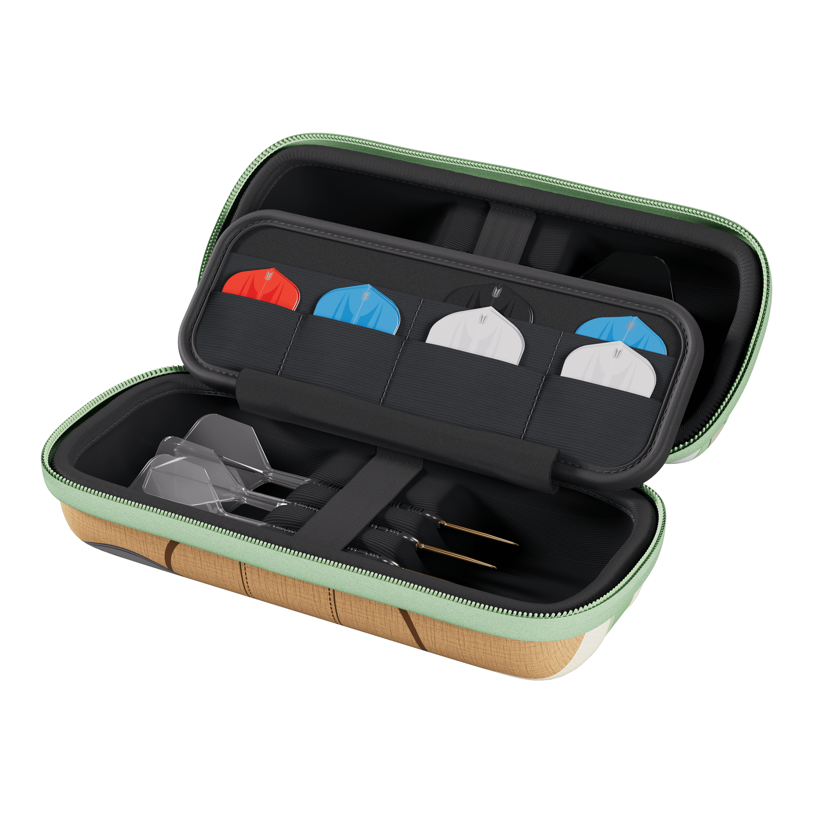 Dies ist das Target Star Wars Boa Dartcase - Grogu, ein Aufbewahrungsetui für Dartzubehör mit Star Wars Design. Auf dem Bild ist das Etui mit einem Motiv von Grogu zu sehen.