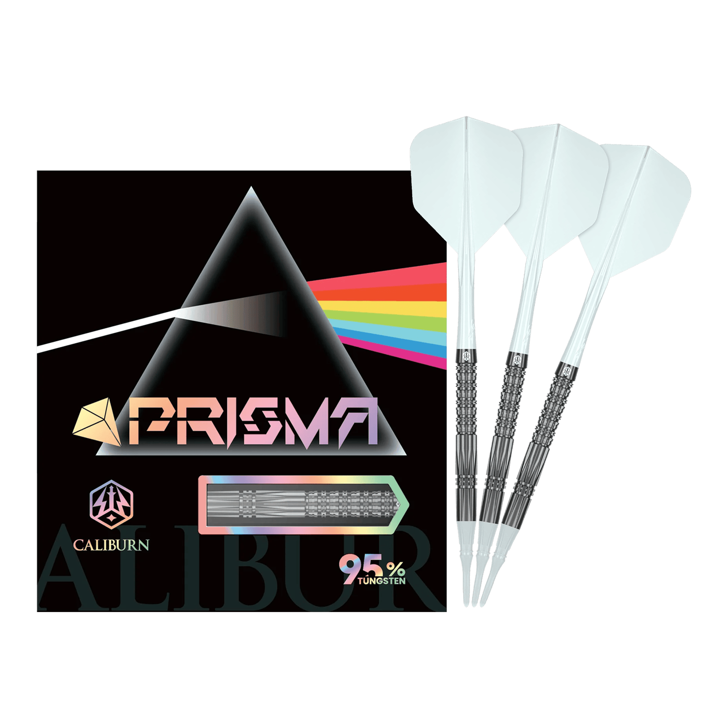Měkké šipky Caliburn Prisma P2 - 20g Hier sieht man die Caliburn Prisma P2 Softdarts mit einem Gewicht von 20g. Sie sind ideal für alle, die Wert auf hochwertige Darts legen.