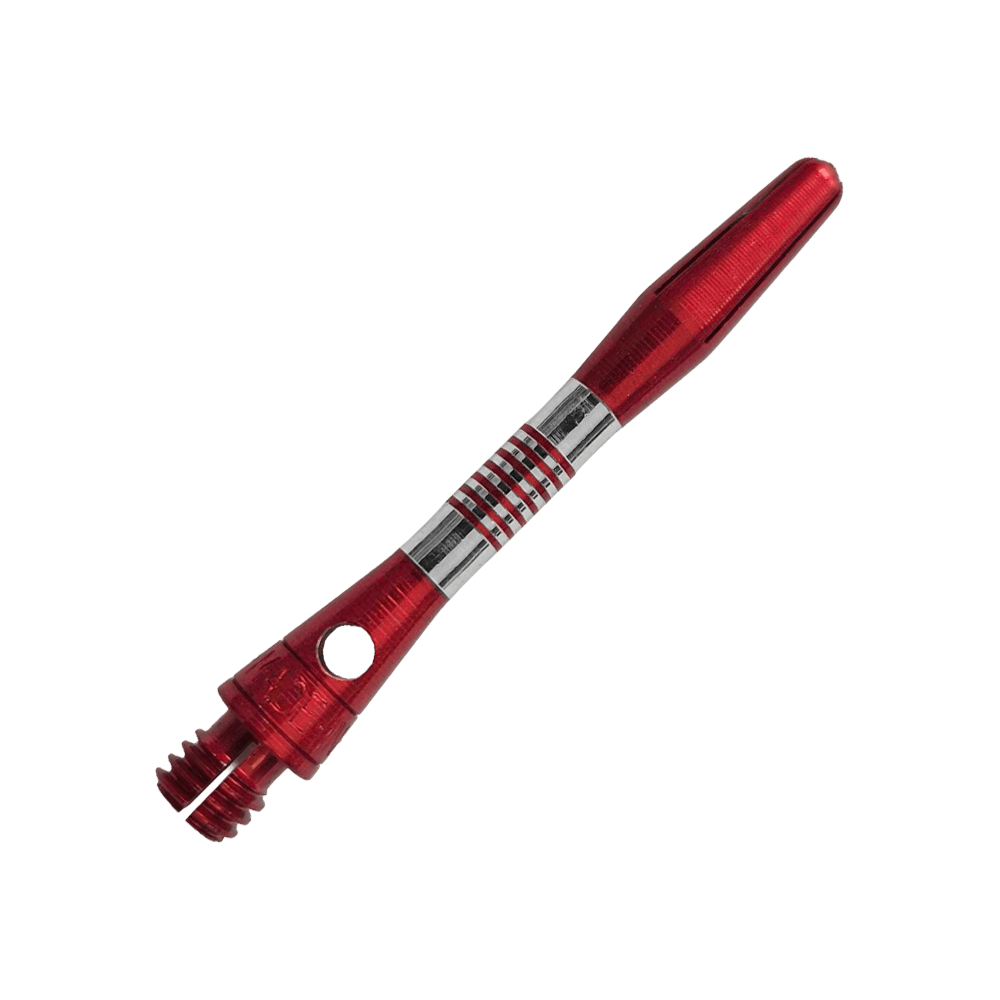 Hliníkové šachty Bulls NL Cetra - červené Gezeigt werden rote BullsNL Cetra Aluminium Shafts mit einer Länge von 34 mm. Das Produkt ist für das Dartspiel gedacht.