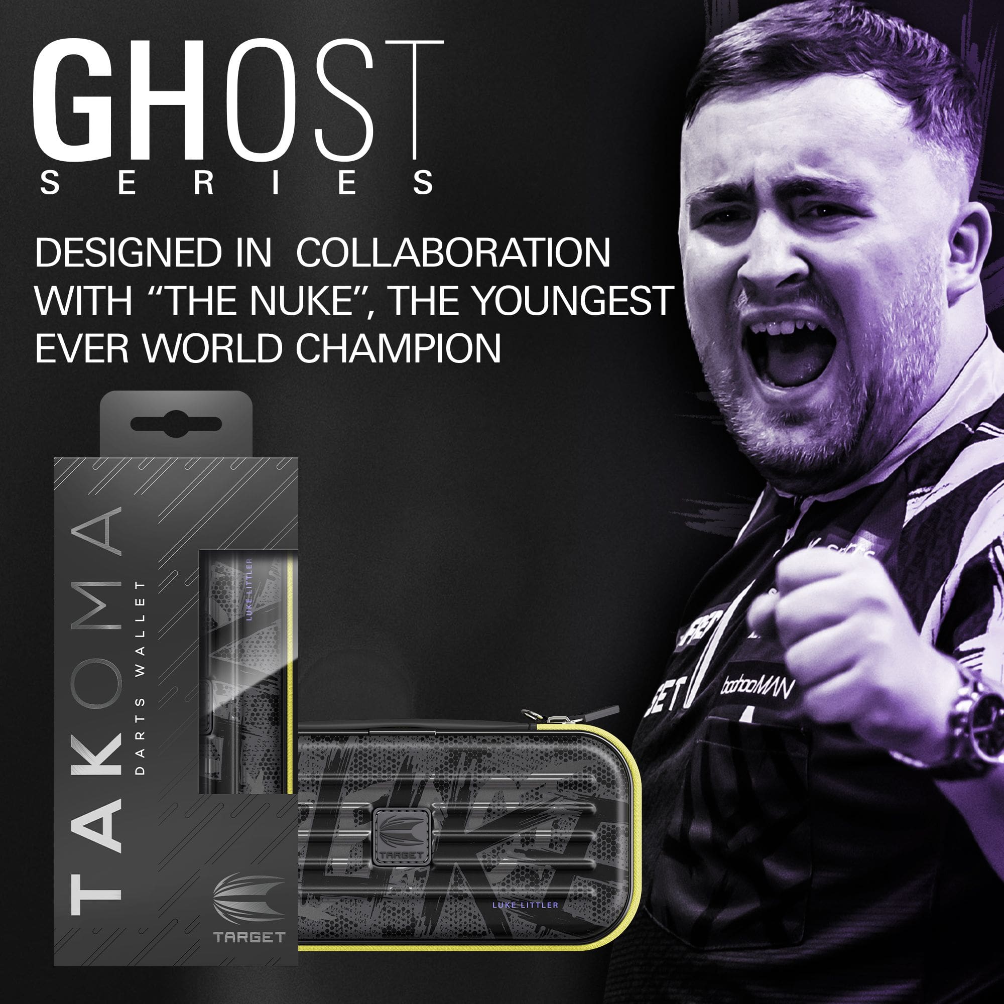 Pouzdro na šipky Takoma Ghost Series Luke Littler Das Bild zeigt das Takoma Ghost Series Luke Littler Dartcase. Dies ist ein spezielles Dartcase für Luke Littler Fans.