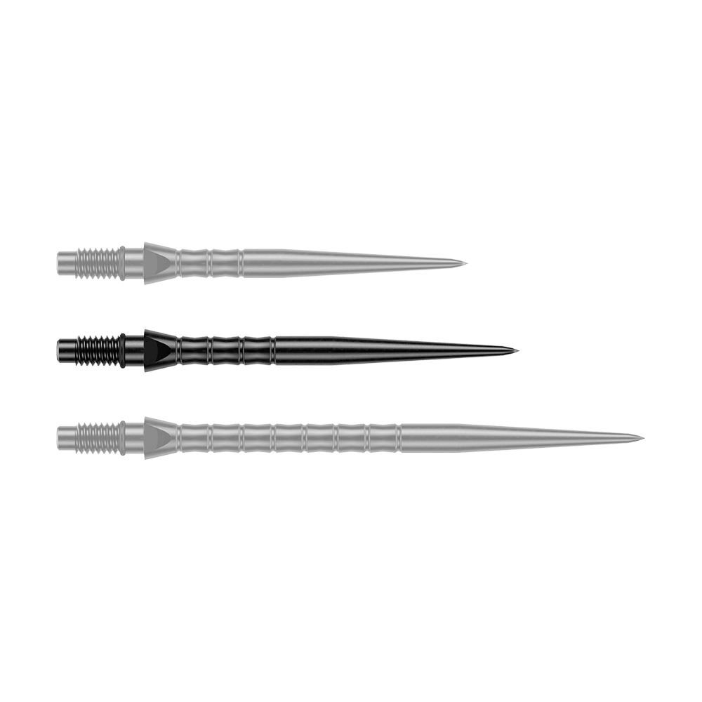 Ocelové hroty na šipky Winmau Switch Point Wave - černé Dieses Bild zeigt Steeldartspitzen mit Wave-Struktur in Schwarz. Die Spitzen sind vermutlich 30 mm lang.