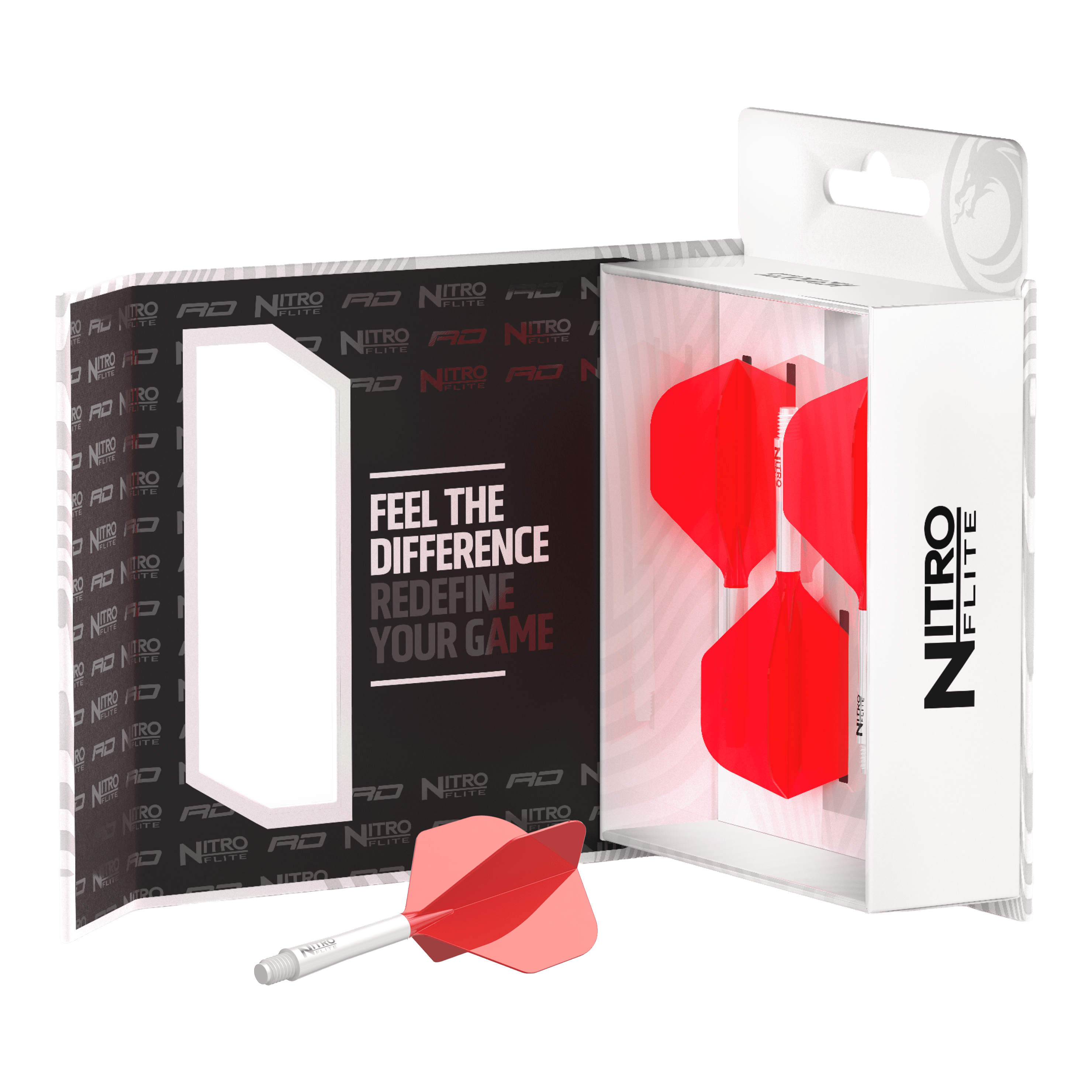 Red Dragon Nitroplite - White Shaft Red No2 Flights Zu sehen ist das Red Dragon Nitroflite Set mit weißen Schäften und No2 Flights in Rot. Dieses Zubehör ist für hochwertige Dart-Performance konzipiert.