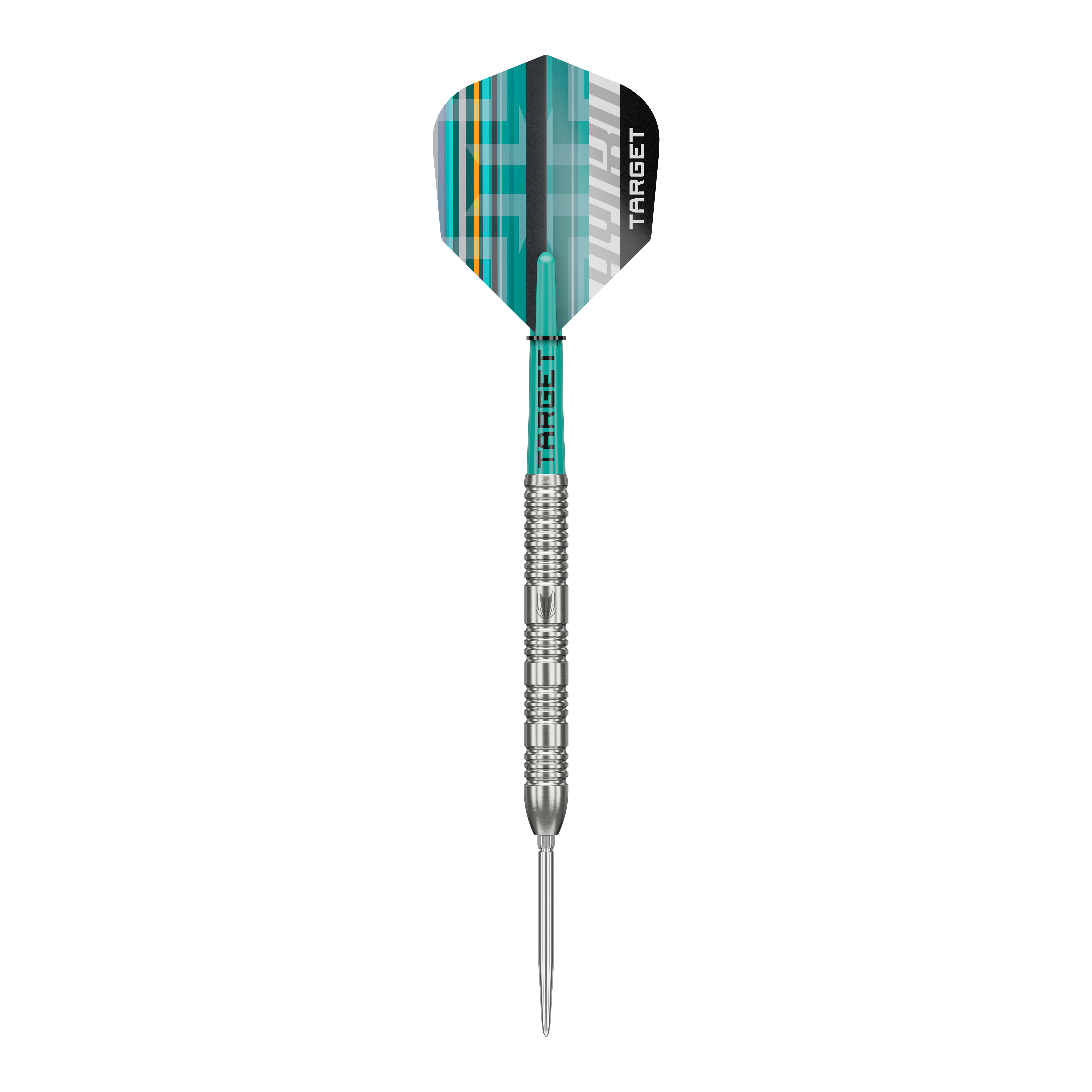 Auf dem Foto sind Target Hydro 02 Swiss Point Steeldarts zu sehen. Die Darts liegen in einer typischen Anordnung bereit.