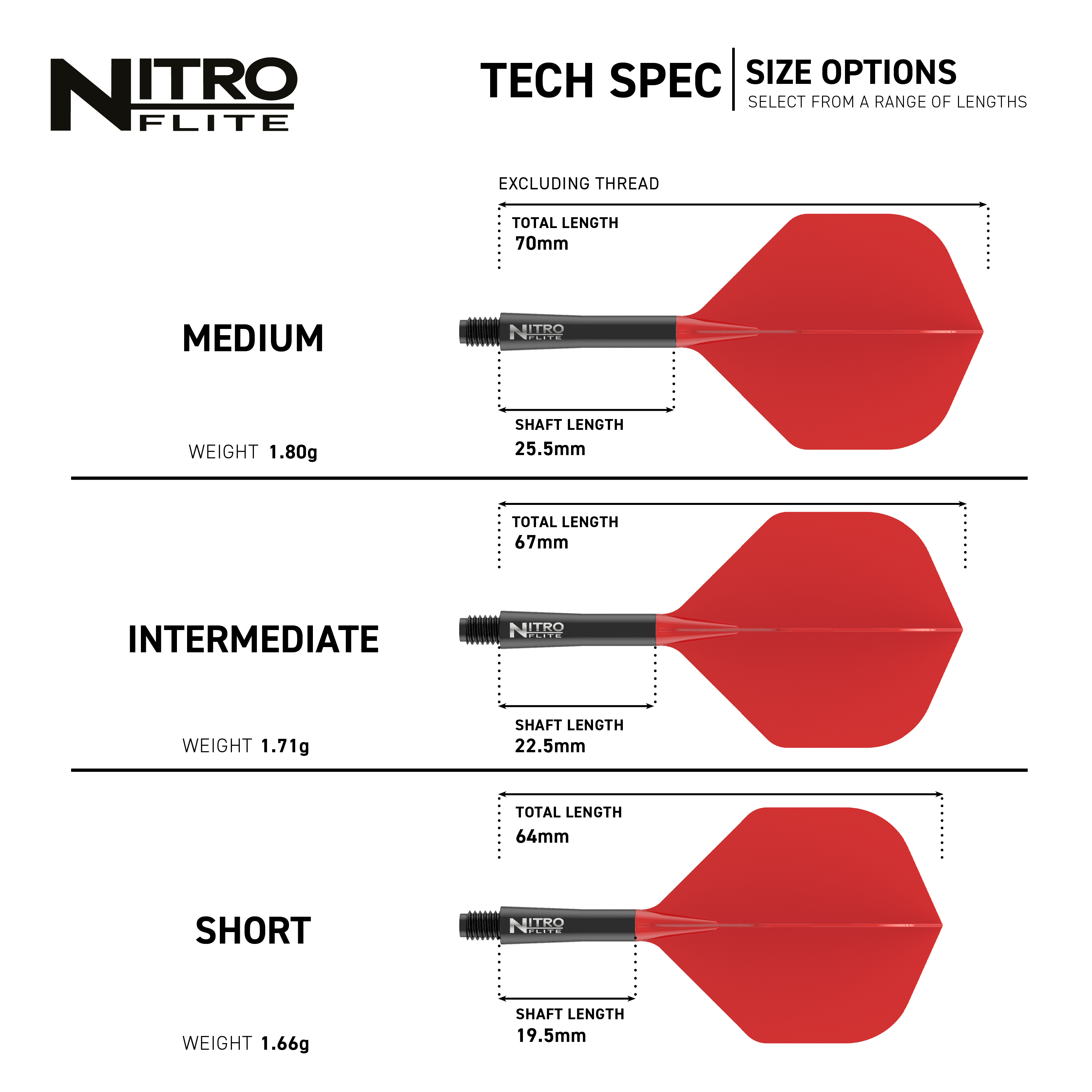 Das Bild zeigt den Red Dragon Nitro Flite - Black Shaft Red No2 Flights. Die Flights haben ein rot-schwarzes Design und sind robust gebaut.