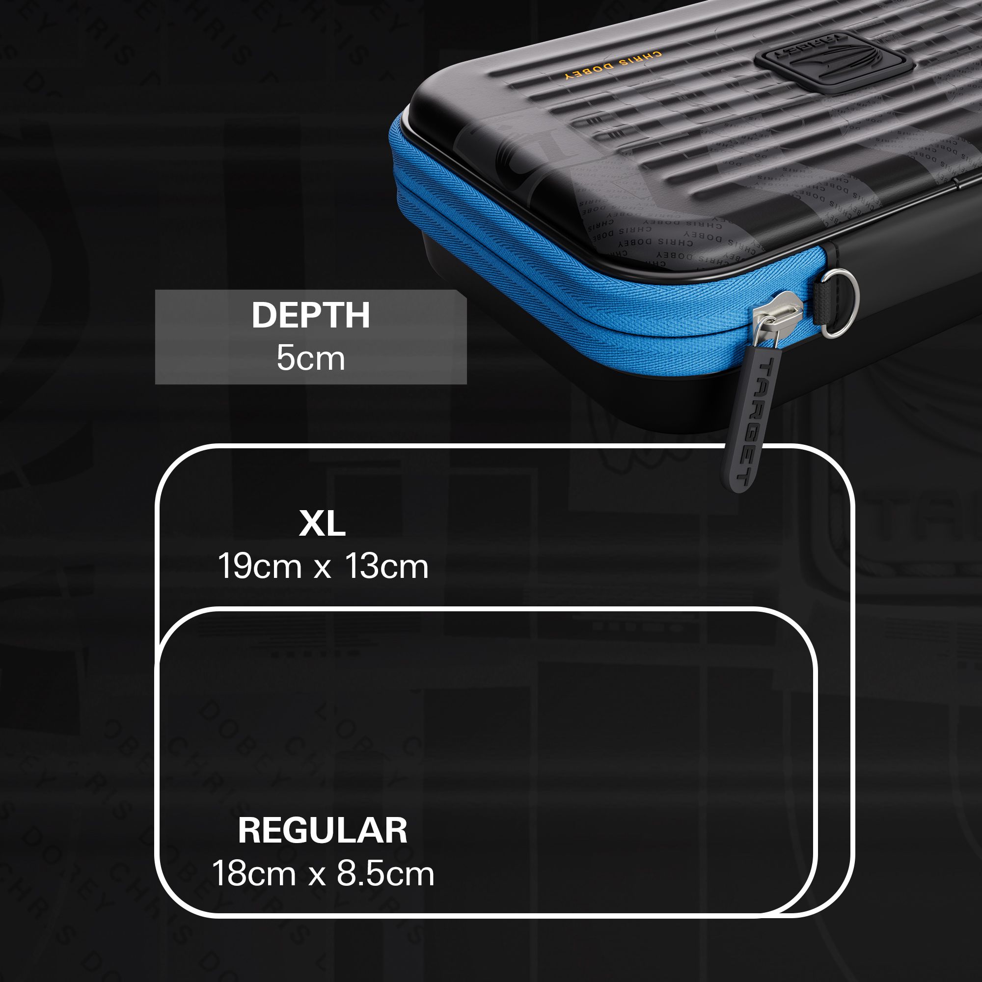 Takoma XL Ghost Series Chris Dobey Dartcase ist auf diesem Bild zu sehen. Es dient zur sicheren Aufbewahrung und zum Transport von Dartpfeilen.