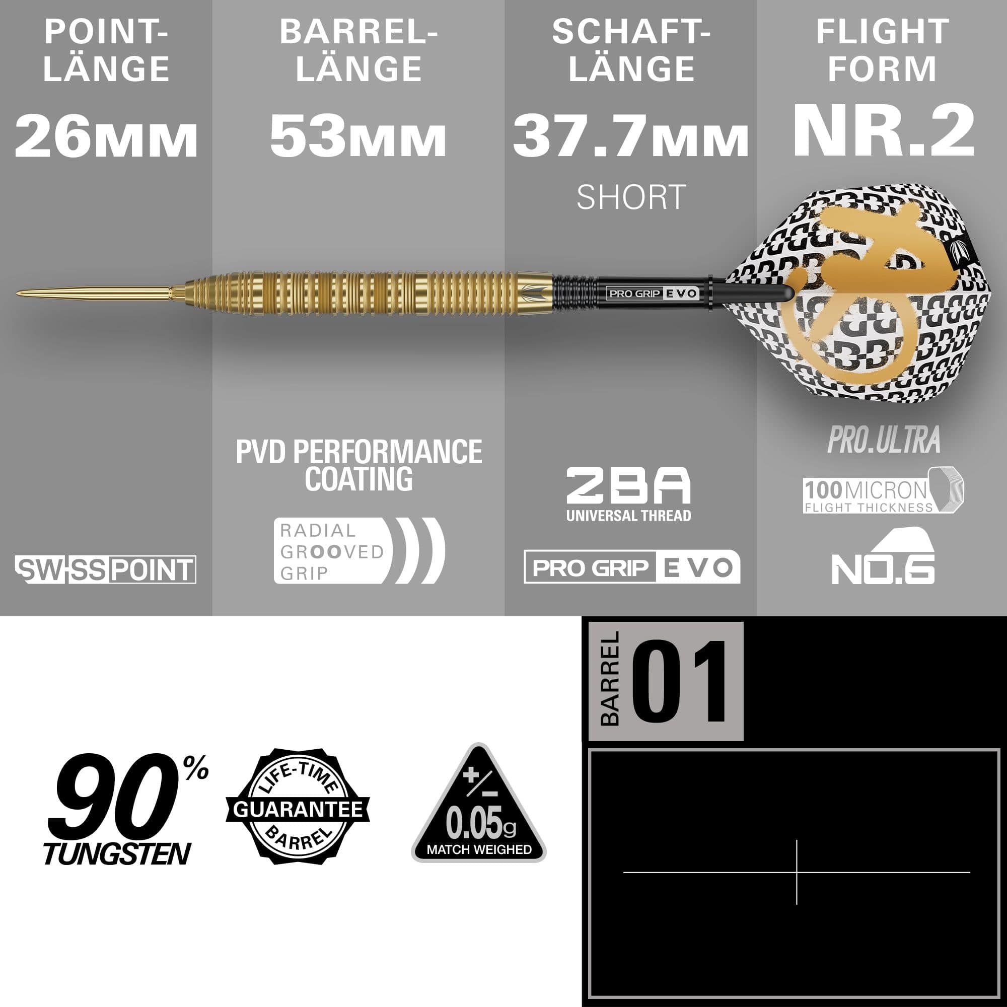 Ocelové šipky Target Bolide Envy 01 Swiss Point Hier sind die Target Bolide Envy 01 Swiss Point Steeldarts zu sehen. Diese Pfeile überzeugen durch ihr modernes Design und hochwertige Verarbeitung.