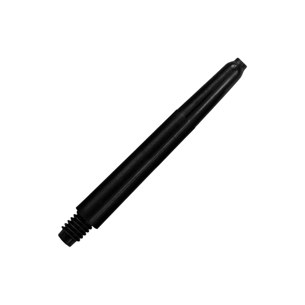 567_Nylon_Shafts_Schwarz_40mm_2 Das Bild zeigt einen schwarzen Nylon-Schaft. Er wird typischerweise als Teil eines Dartpfeils verwendet.
