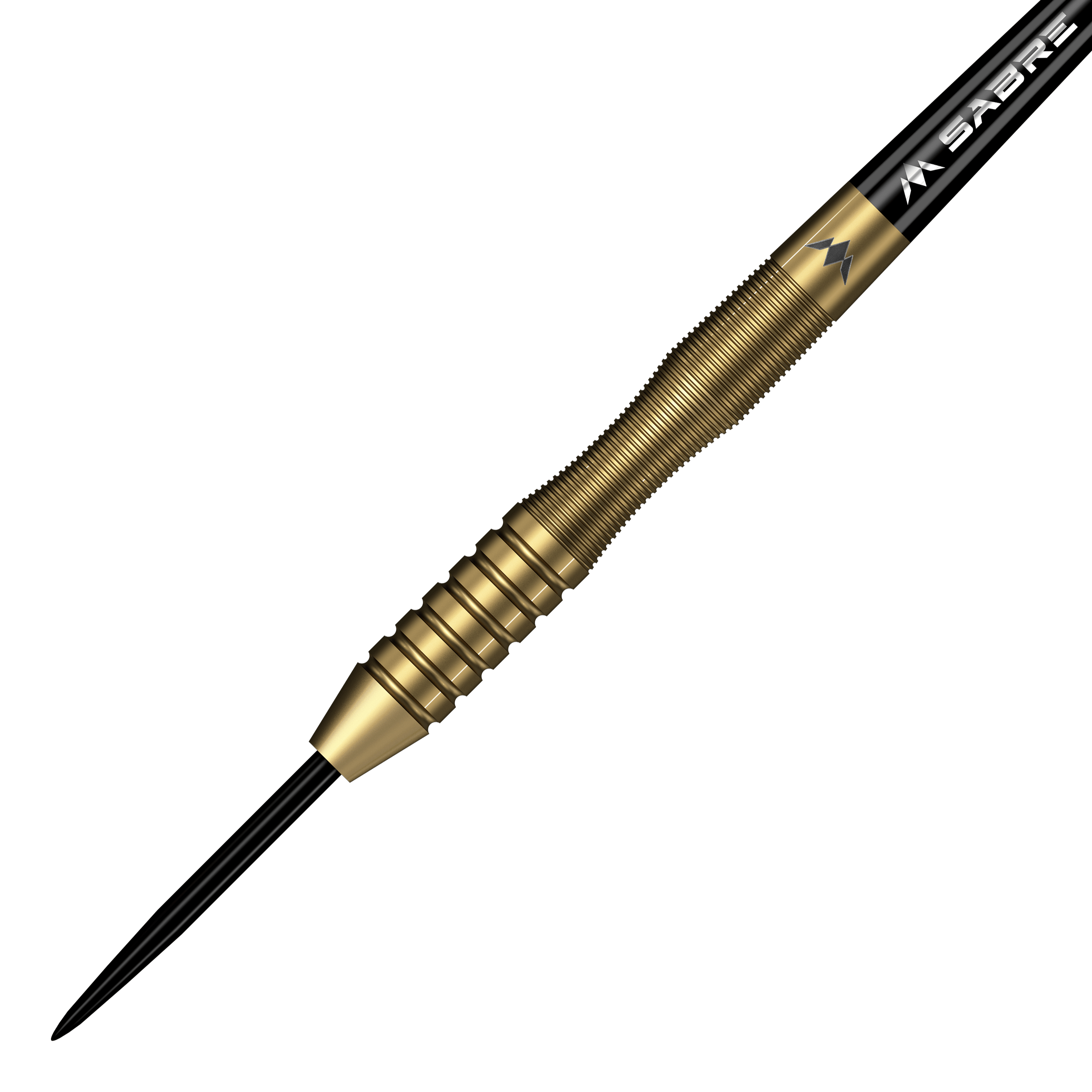 Mission Viktor Tingstrom Gold Steeldarts - 22g, das Produkt aus einer anderen Perspektive. Die goldenen Steeldarts sind detailliert abgebildet.
