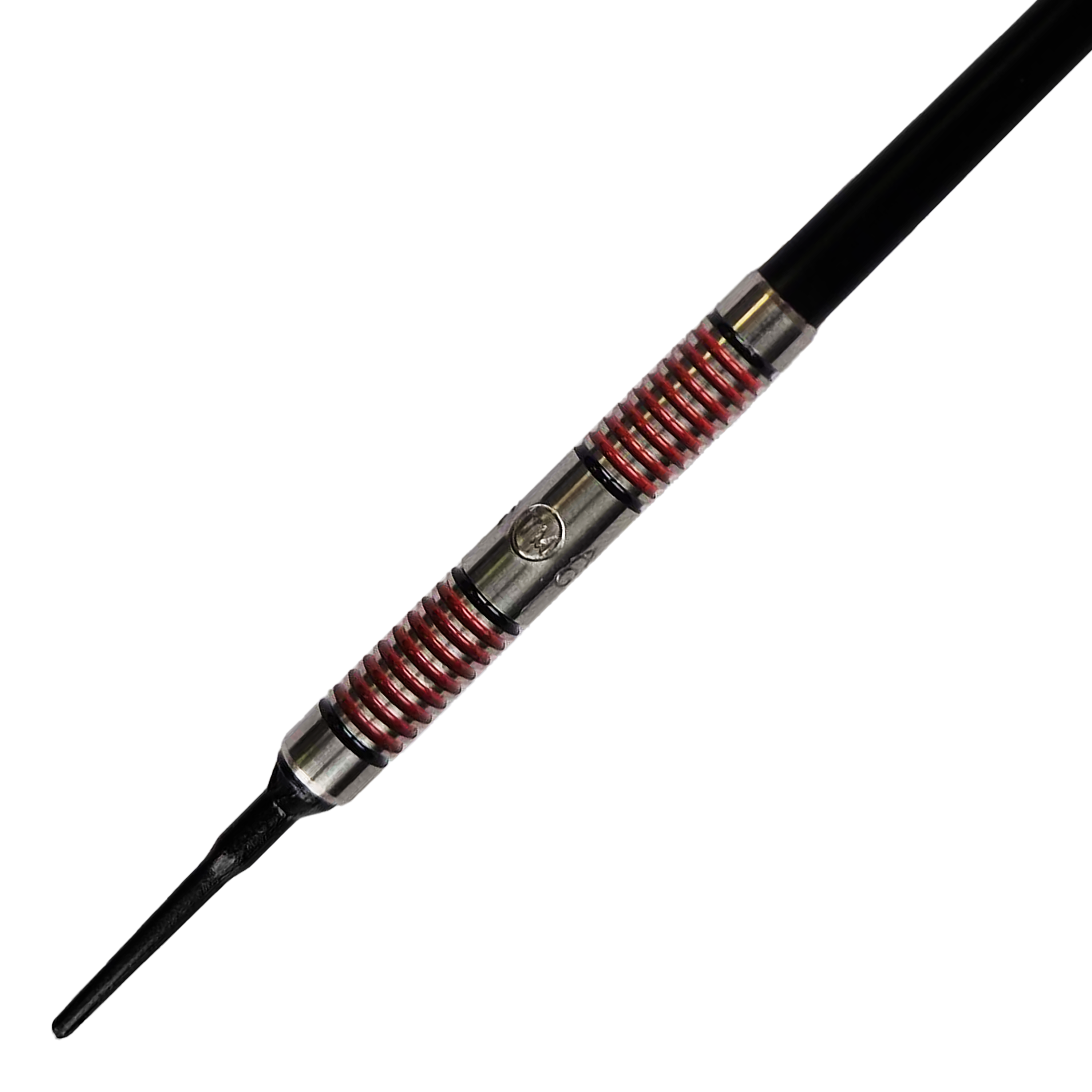 Das Bild zeigt einen McKicks Alam Glazier Softdart mit einem Gewicht von 16g. Der Dart hat ein silbernes Griffstück mit roten Ringen und einer schwarzen Spitze.
