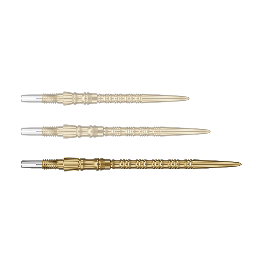 Ocelové hroty na šipky Target Signature Swiss Point TRB - zlaté Zu sehen ist eine goldene Dartspitze mit einer Länge von 42mm. Es handelt sich um eine Target SwissPoint Signature TRB Dartspitze.