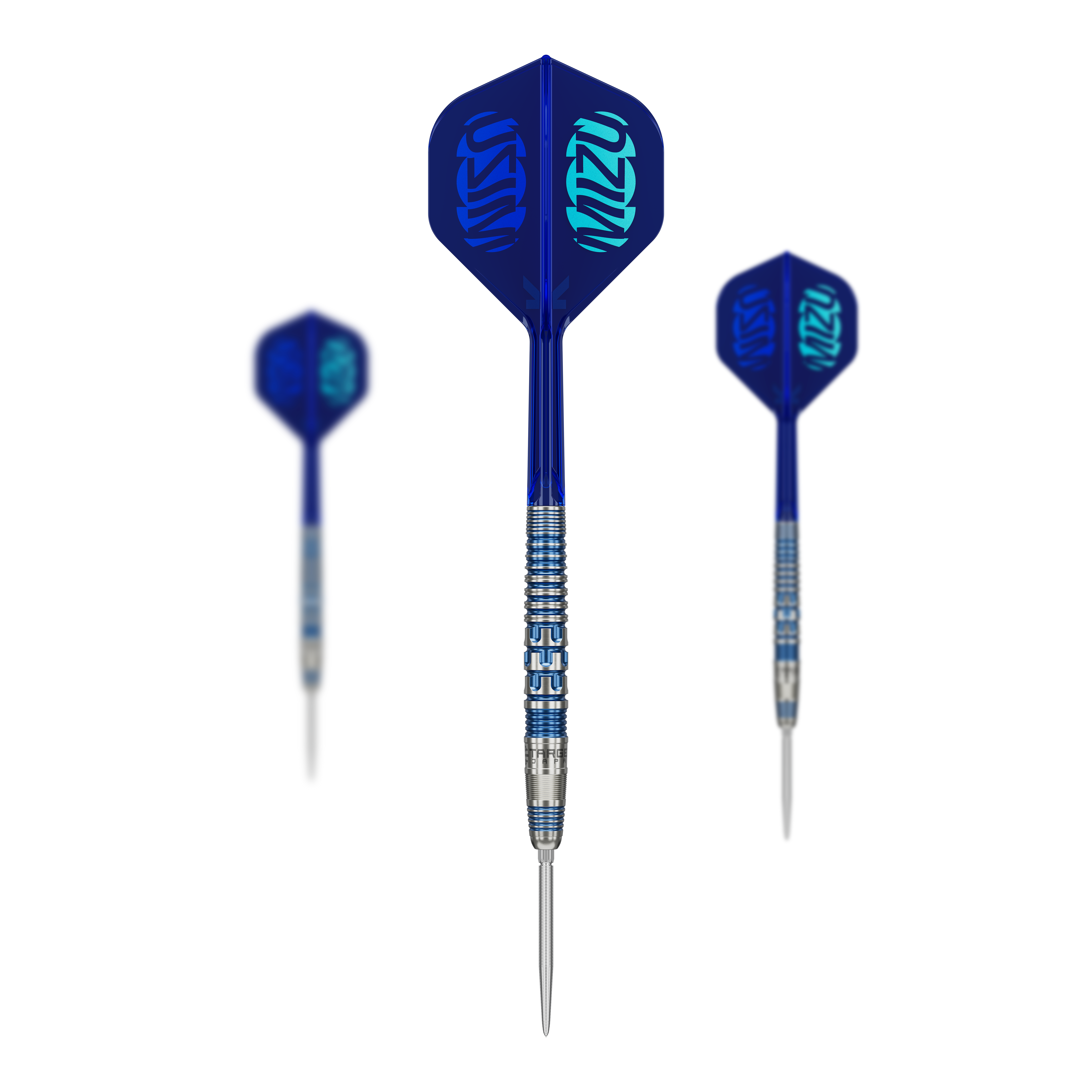 Abgebildet ist das Produkt Target Japan Mizu Series 01 Swiss Point Steeldarts. Es handelt sich um spezielle Steeldarts aus der Mizu Serie von Target.