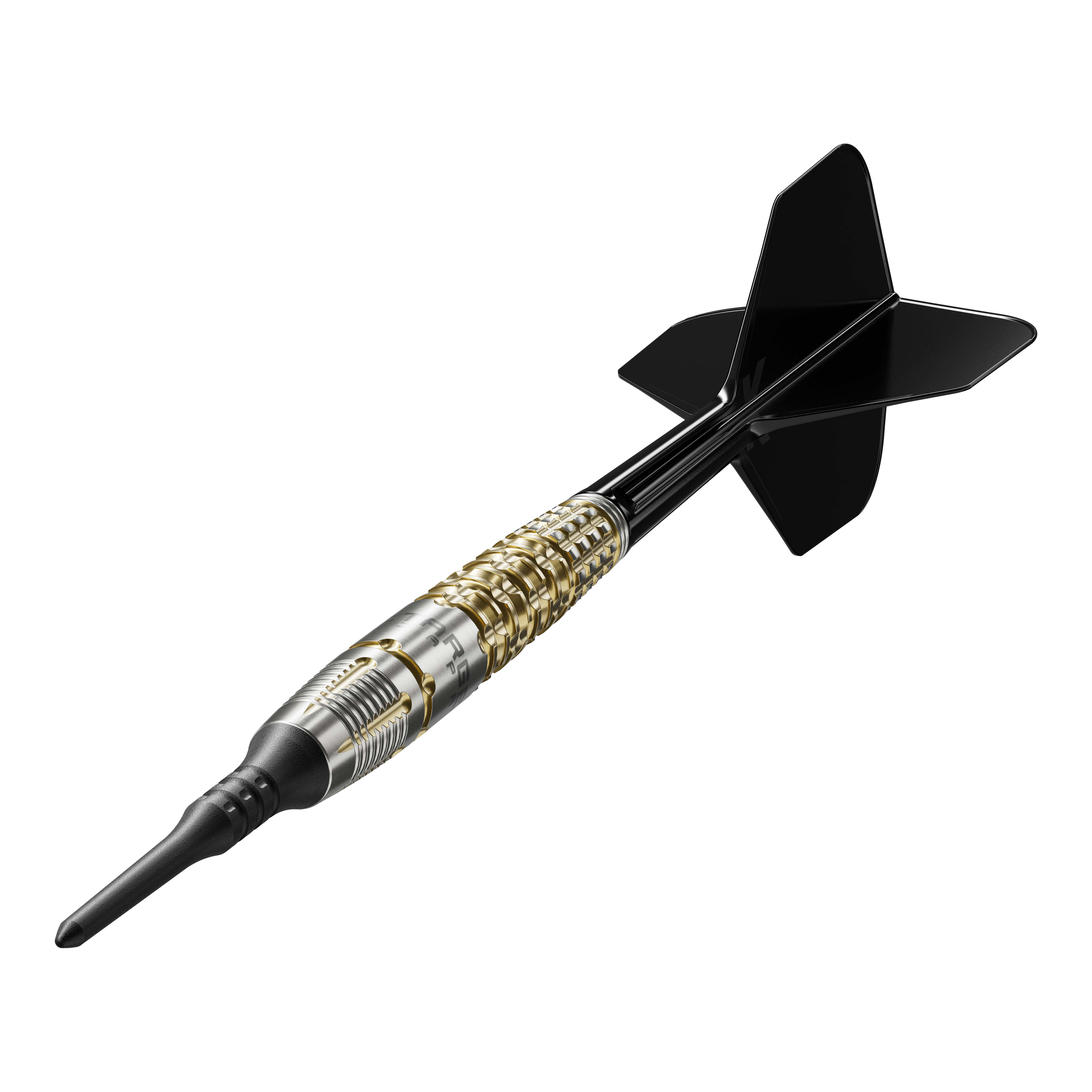 Měkké šipky Target Japan Black Marque Warrior - 18,5 g Dies ist der Target Japan Black Marque Warrior Softdart mit einem Gewicht von 18,5 Gramm. Er besitzt ein elegantes Design mit goldenen und silbernen Akzenten sowie schwarzen Flights.