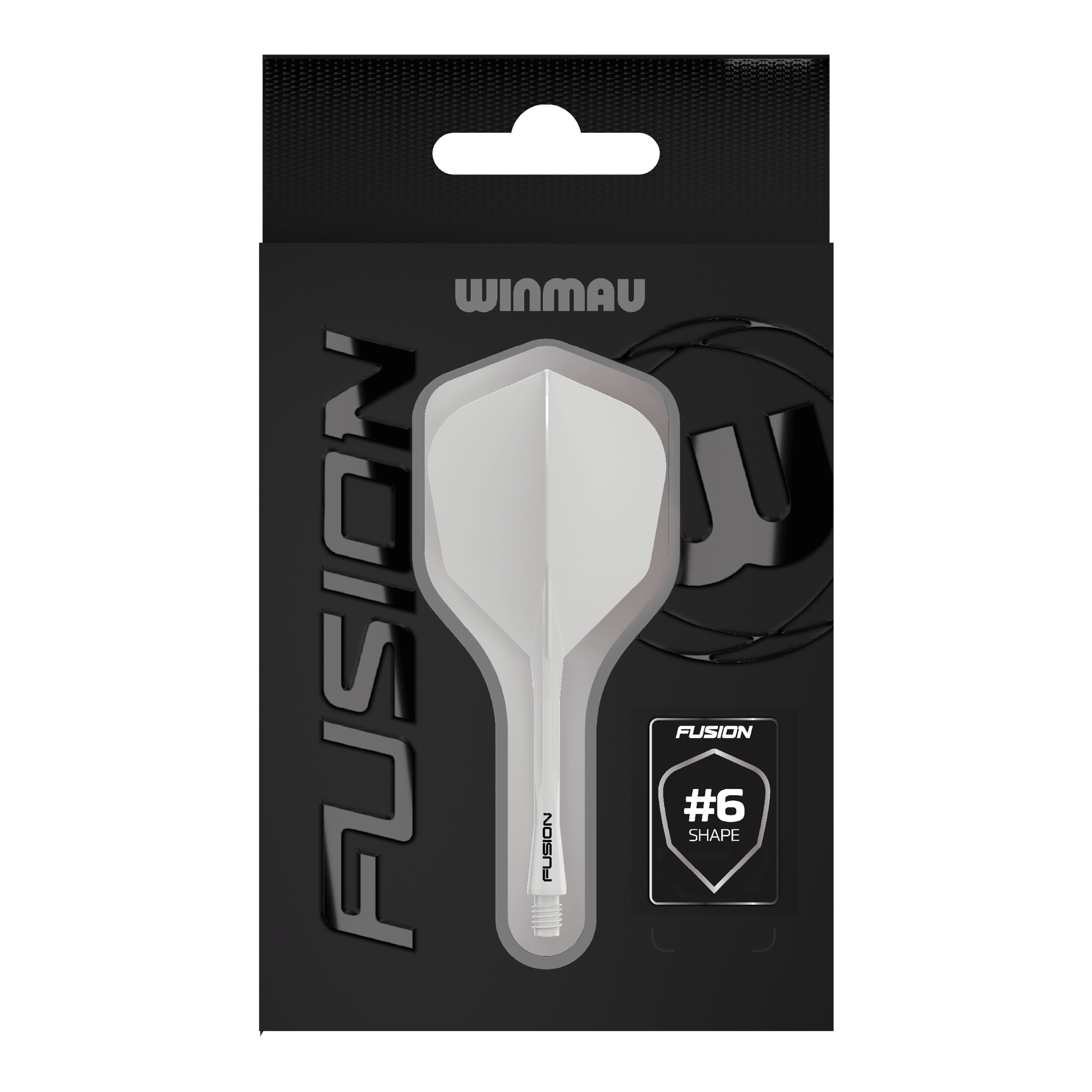 Letka Winmau Fusion System No.6 Solid White Das Bild zeigt das Winmau Fusion Flight-Shaft-System No6 Solid White. Es handelt sich um ein weißes Dart-Zubehör.