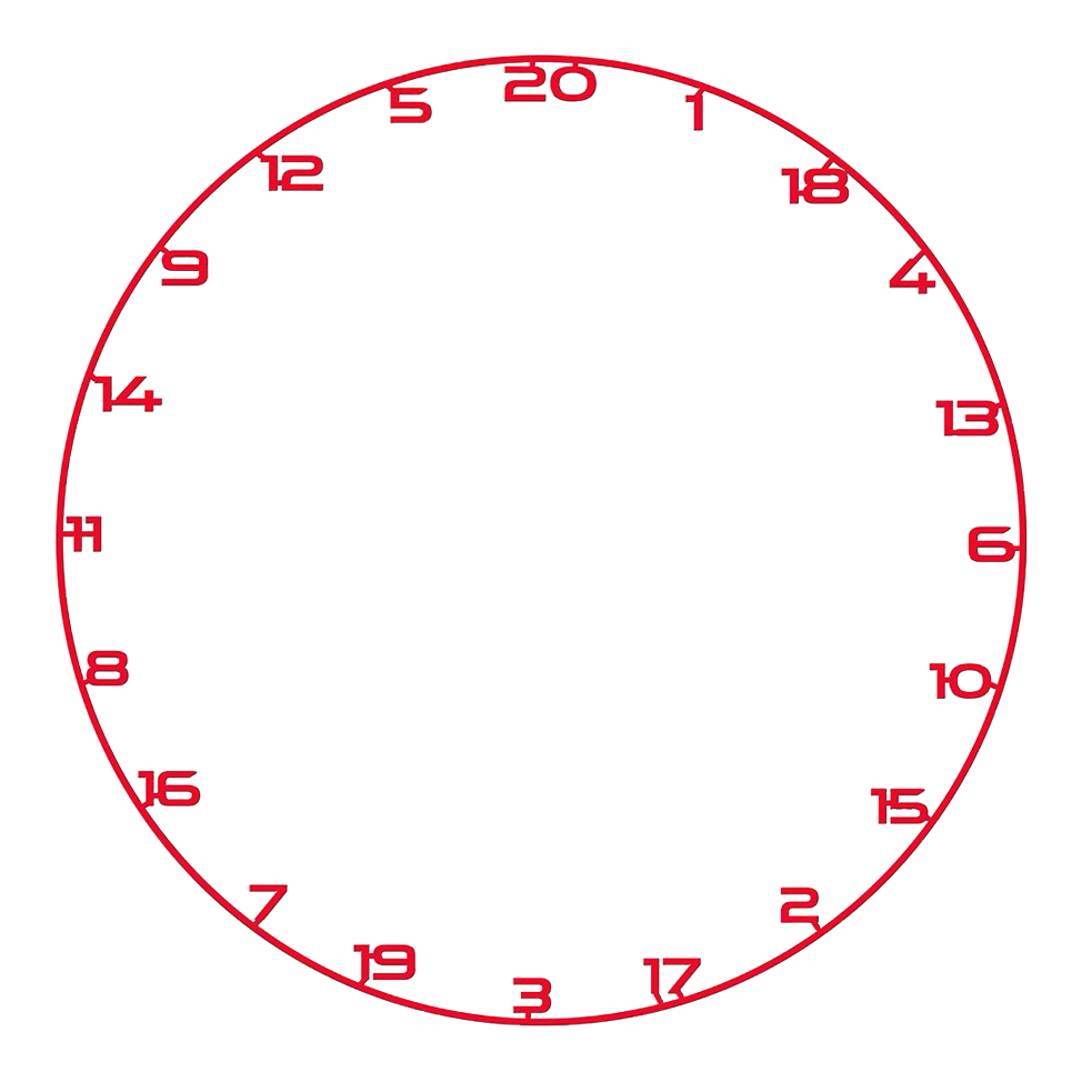 Kroužek s číslem na terč Bullet Das Bild zeigt einen roten Zahlenring für ein Dartboard. Der Name der Datei ist BT1000120_Bullet_Dartboard_Zahlenring_Rot_1.