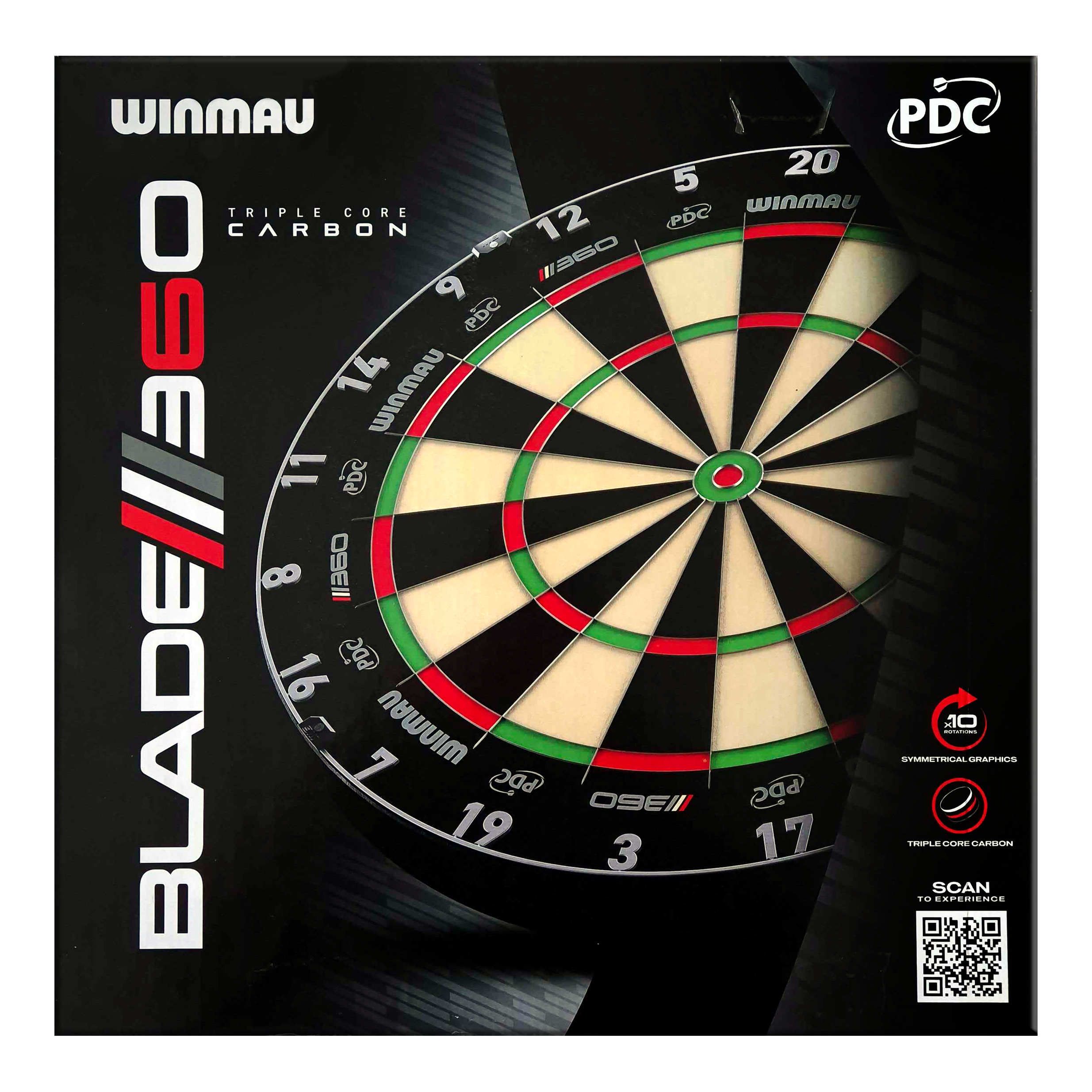 Das Bild zeigt ein Dartboard. Der Dateiname lautet '3060_Winmau_Blade_360_Steeldartboard_5'.