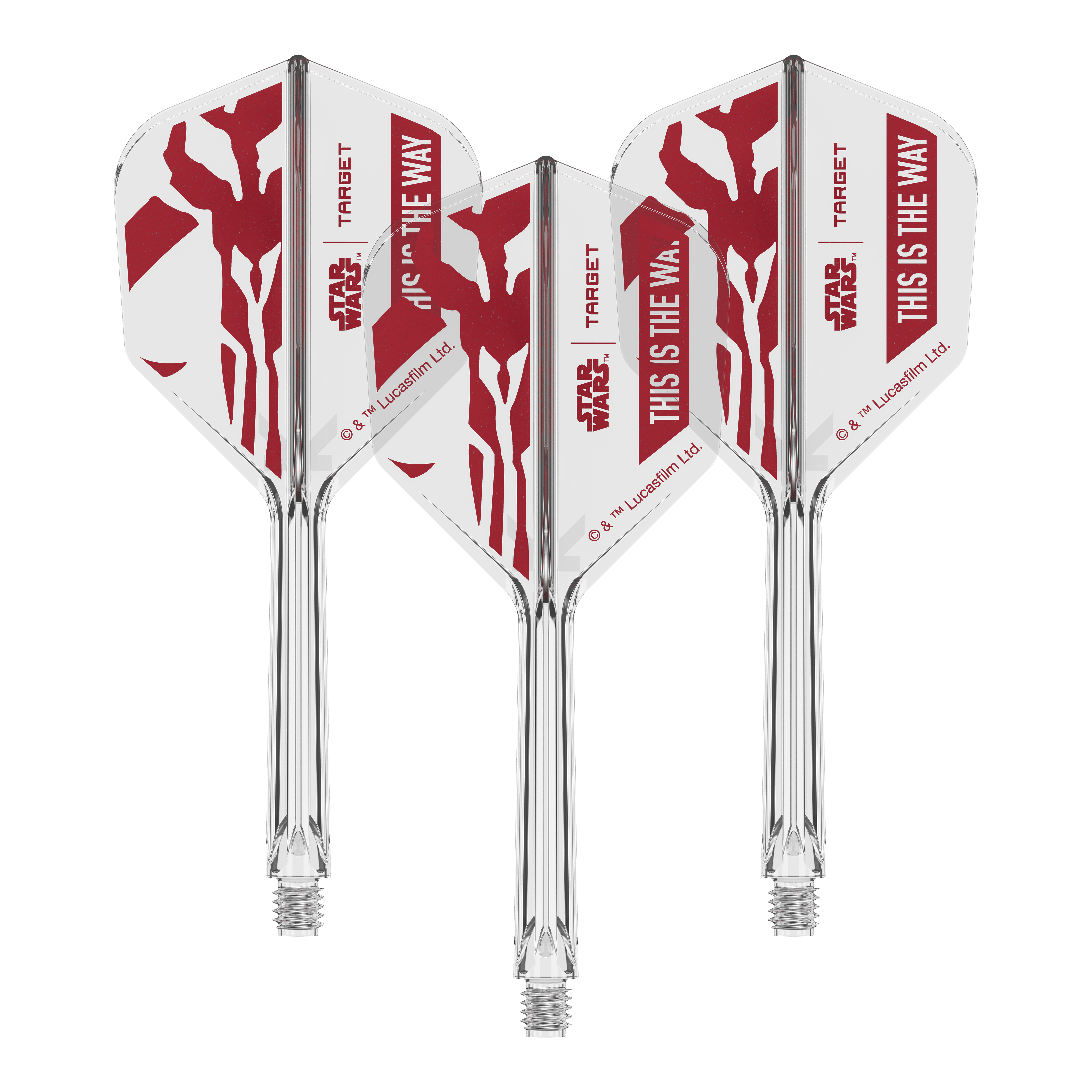 Target Star Wars K-Flex Set Mandalorian No6 Flights Zu sehen ist '410625_Target_StarWars_K-Flex_ThisIsTheWay_No6_Flights_33mm_2b'. Es handelt sich vermutlich um weitere 'This Is The Way' Dart-Flights.