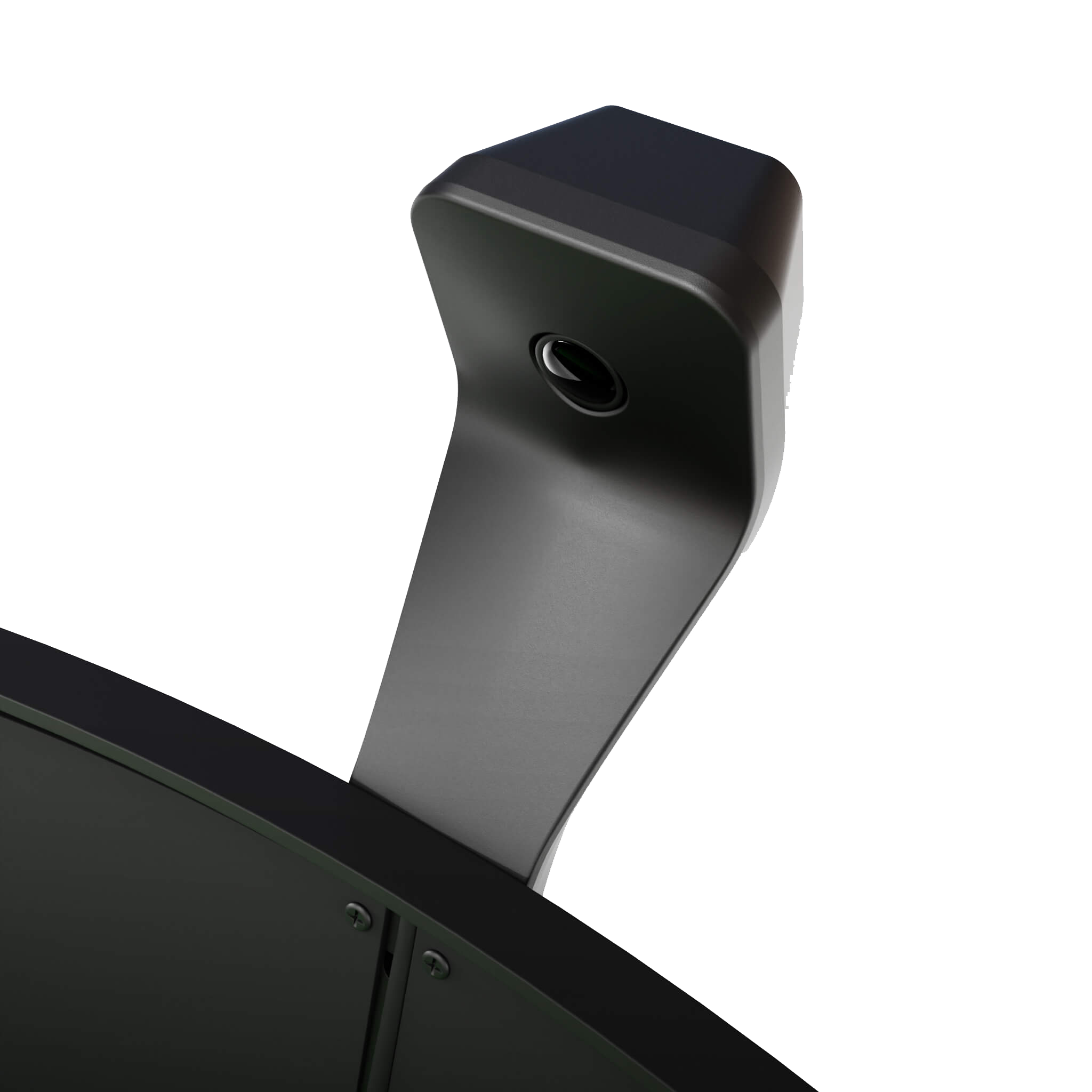 Das Bild zeigt das Scolia Home 2 Electronic Score System, das an einem Dartboard montiert ist. Es handelt sich um ein elektronisches Gerät mit einer Kamera zur automatischen Punkteerfassung.