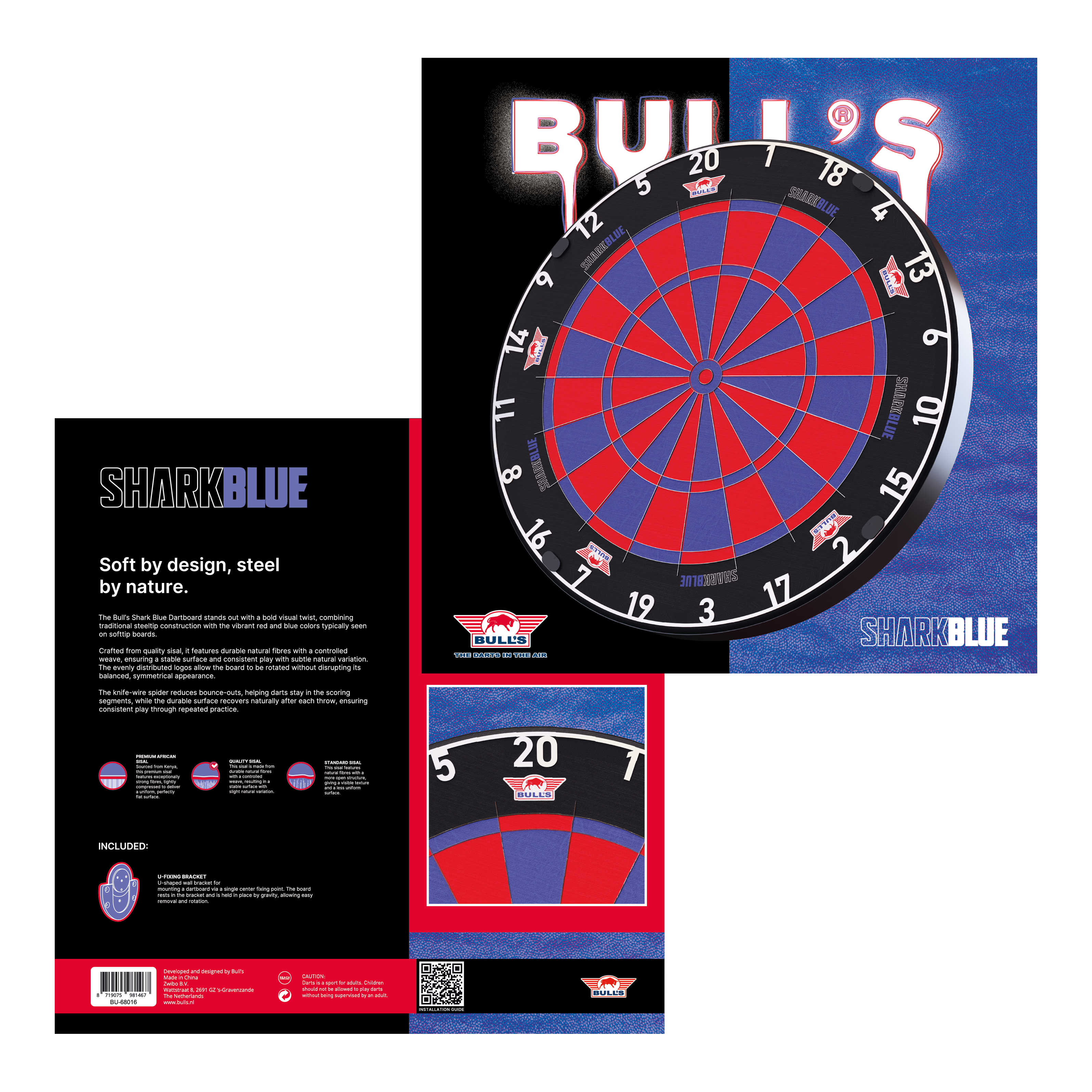 Ocelový terč Bulls NL Shark Blue Pro