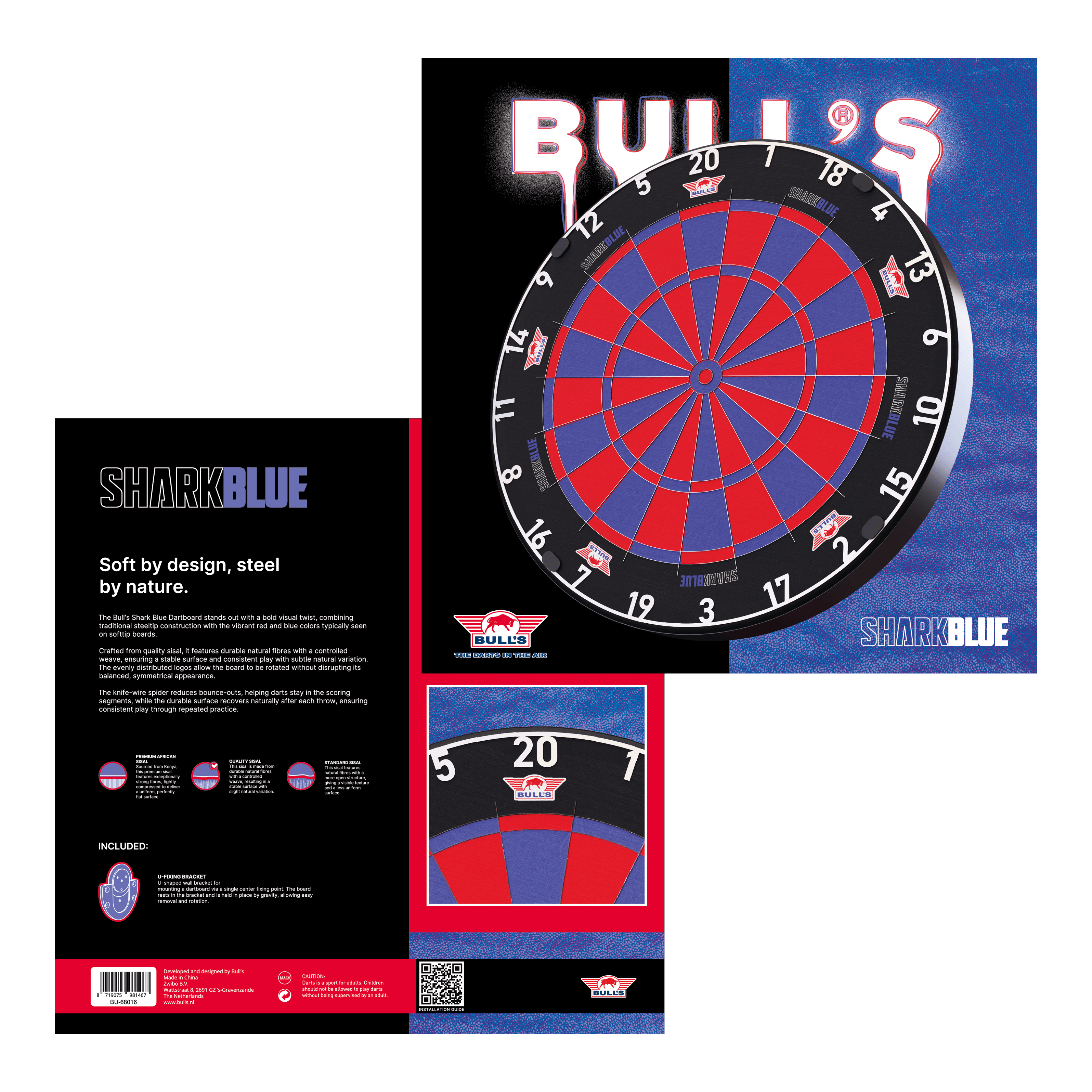 Ocelový terč Bulls NL Shark Blue Pro Ocelový terč Bulls NL Shark Blue Pro