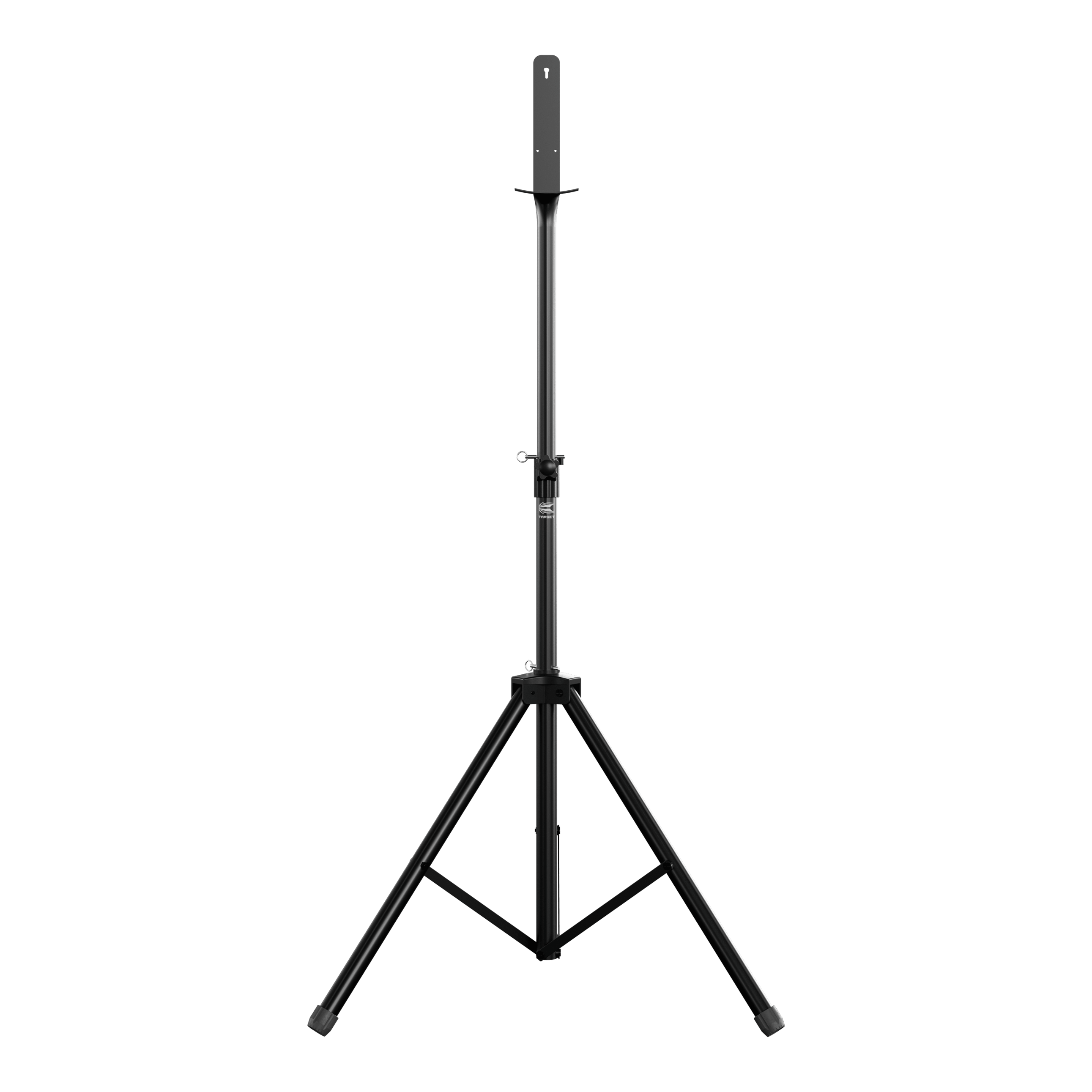 Stojan na terč Target Das Bild zeigt einen Target Dartboard Stand mit einem stabilen, dreibeinigen Stativ. Der Ständer ist höhenverstellbar und eignet sich zum Aufhängen eines Dartboards.