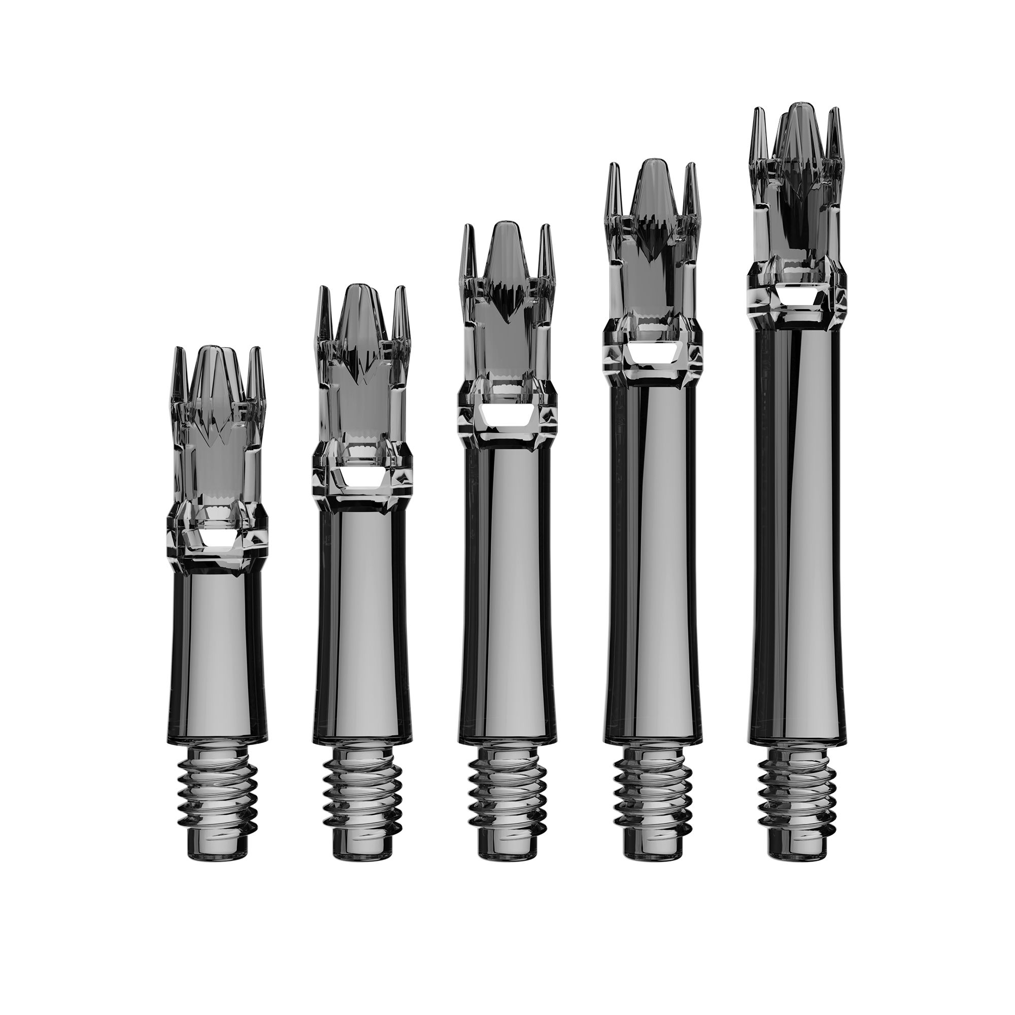Náhradní hřídele L-Style L-System - čiré černé Abgebildet sind die L-Style L-System Ersatzshafts in Clear Black. Diese Schäfte dienen als Ersatzteile für Dartpfeile.