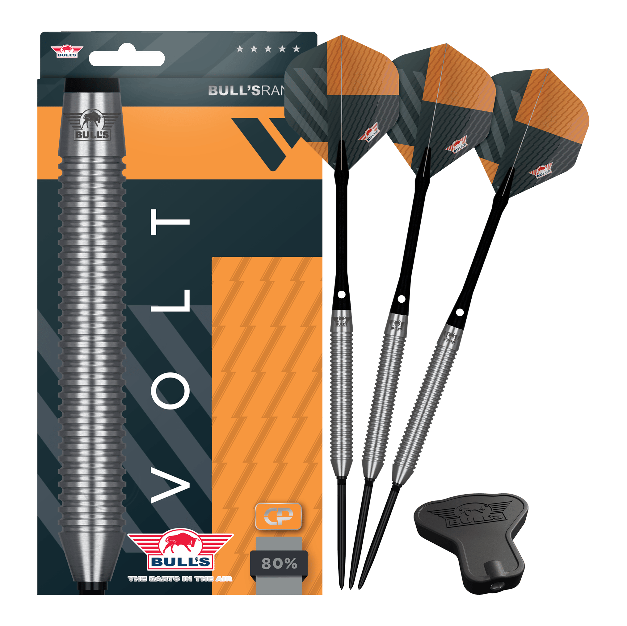 Šipky Bulls NL Volt Orange Convertible Point Steel Darts