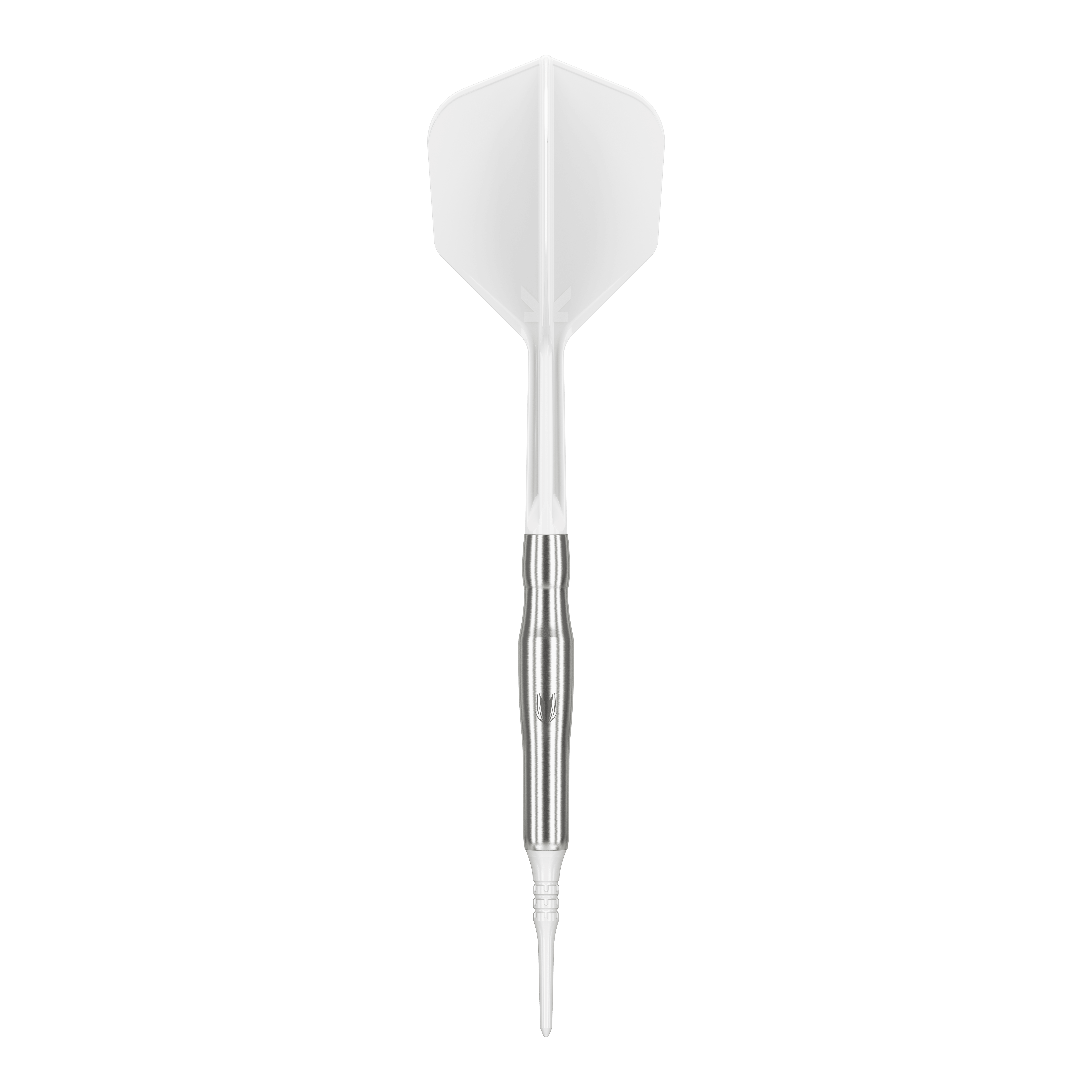 Měkké šipky Target Japan Crux Brave - 18,5 g Das Bild zeigt einen weißen Softdart mit silbernem Schaft. Es handelt sich um das Produkt "Target Japan Crux Brave Softdarts - 18,5g".
