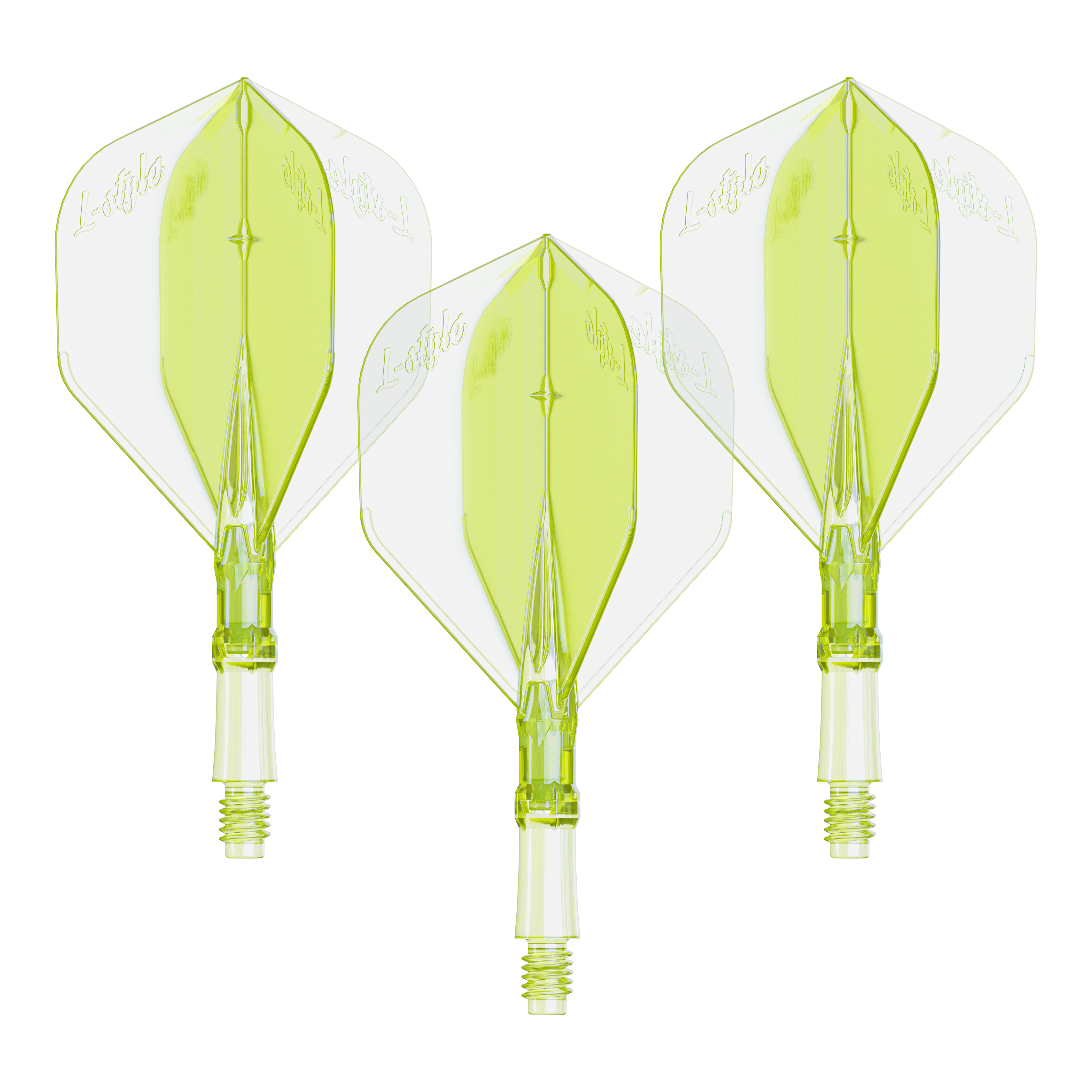 Světla L-Systém L - neonově žlutá Das Bild zeigt ein Set von Flights für Dartpfeile in Neon-Gelb, kleine Größe. Geeignet für das L-Style L-System.