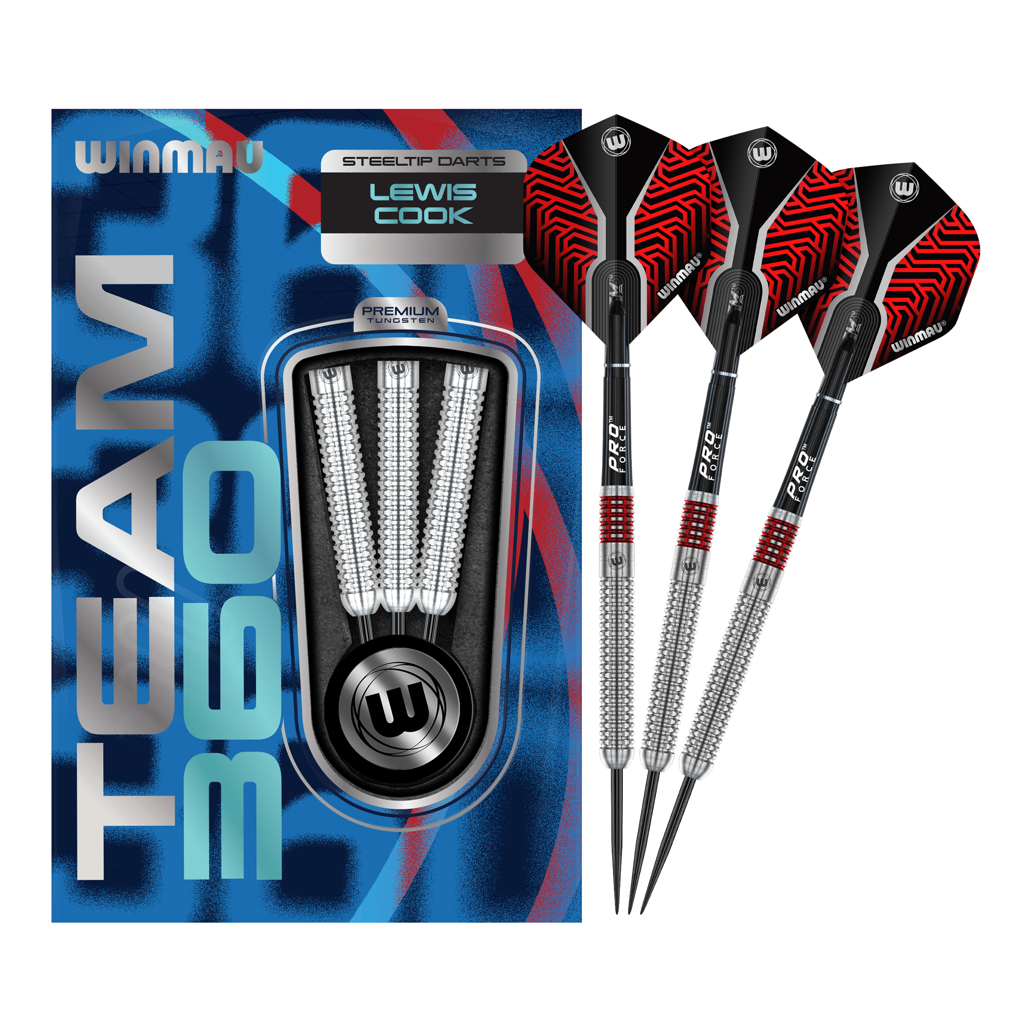 Šipky Winmau Team 360 Lewis Cook ocelové - 23g Hier sehen Sie Winmau Team 360 Lewis Cook Steeldarts - 23g. Das Produkt wird in seiner vollständigen Länge präsentiert.