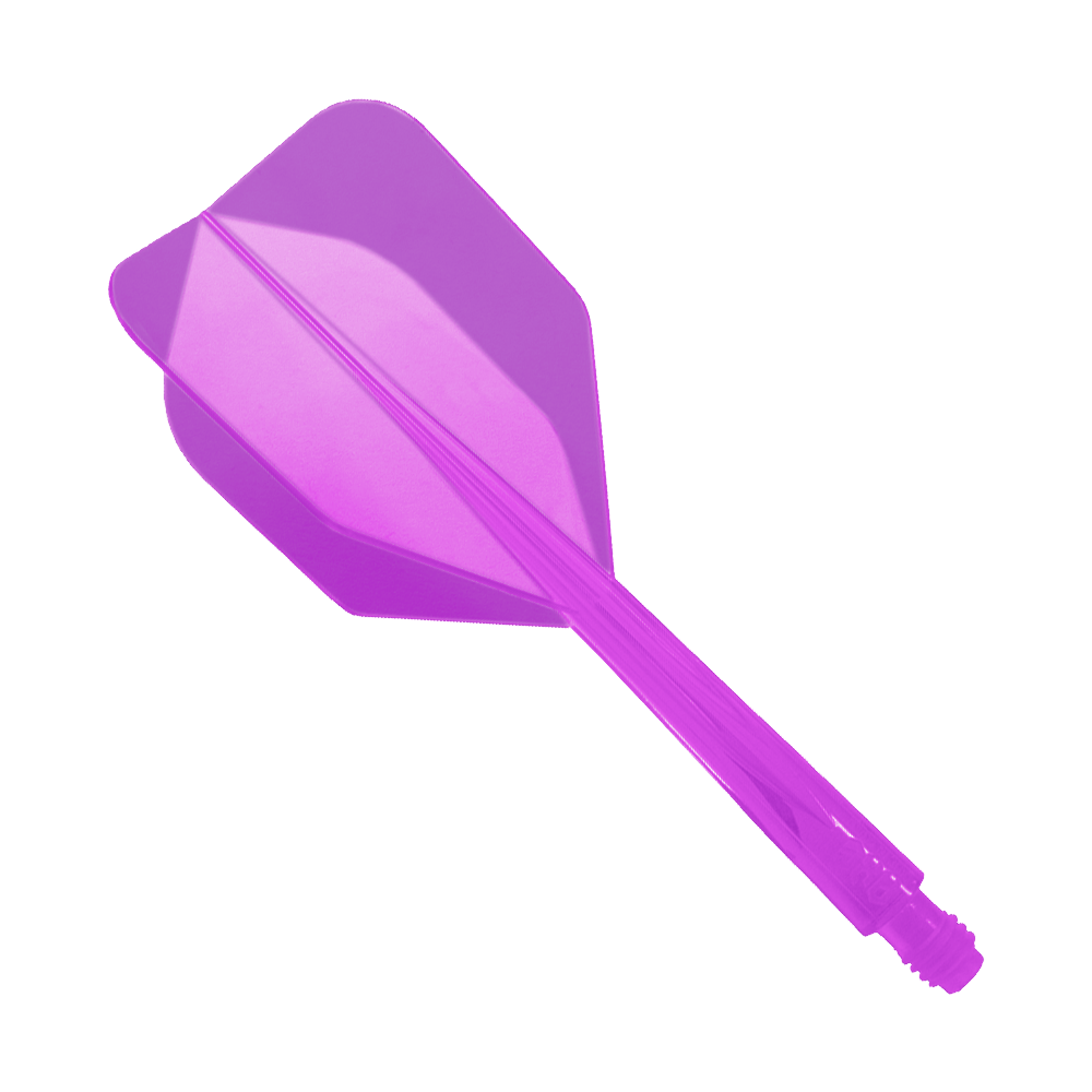 Systém letu sekery Condor Ax Purple, malý - XL - 37,5 mm Das Bild zeigt ein lilafarbenes Dart-Flightsystem mit integriertem Schaft. Es handelt sich um das Modell "Condor Axe Purple Flight-System Small - XL - 37,5 mm".