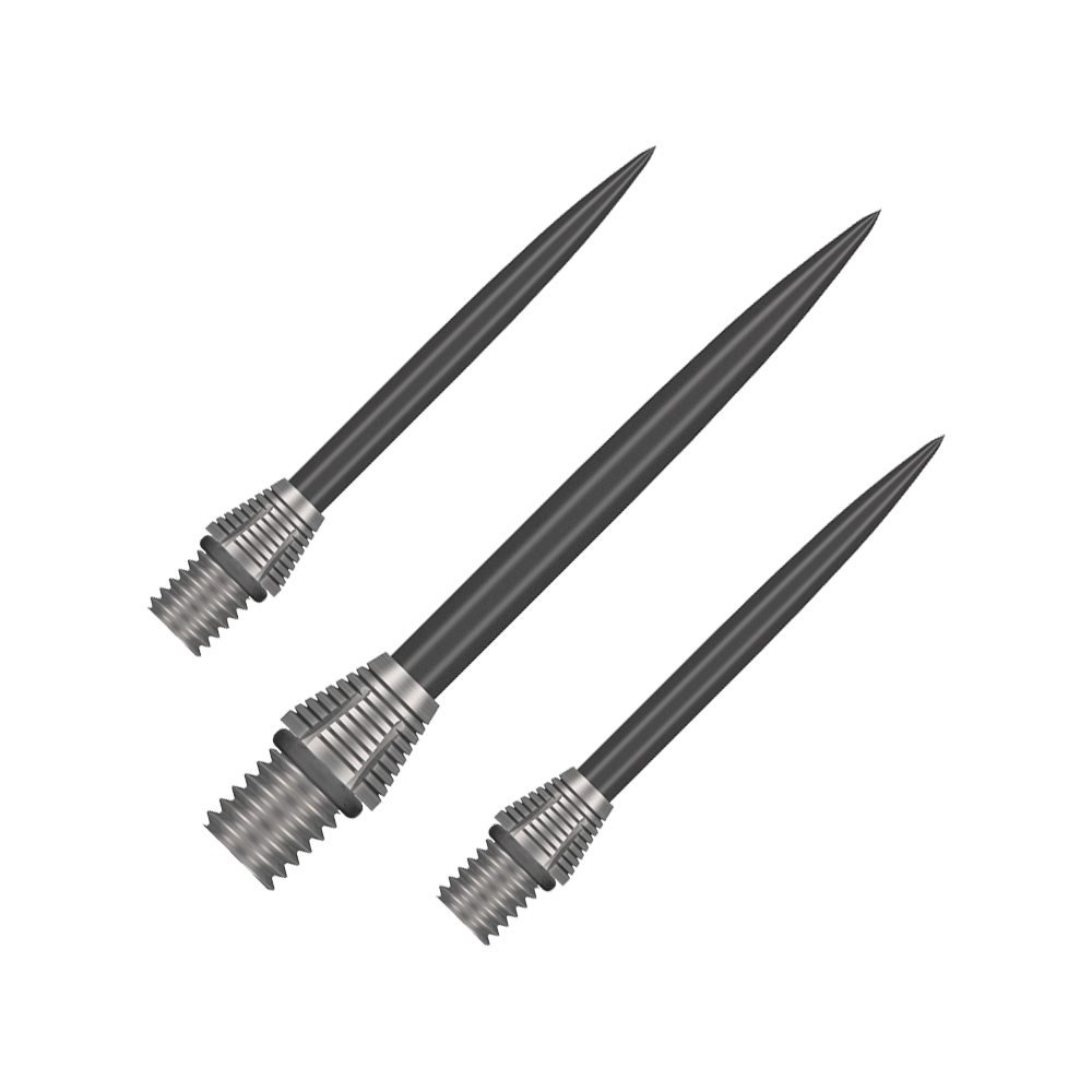 Konverzní hroty Shot Tactra - 34mm Das Bild stellt die Shot Tactra Conversion Points - 34 mm dar. Diese Spitzen sind ideal zur Umwandlung von Softdarts in Steeldarts.