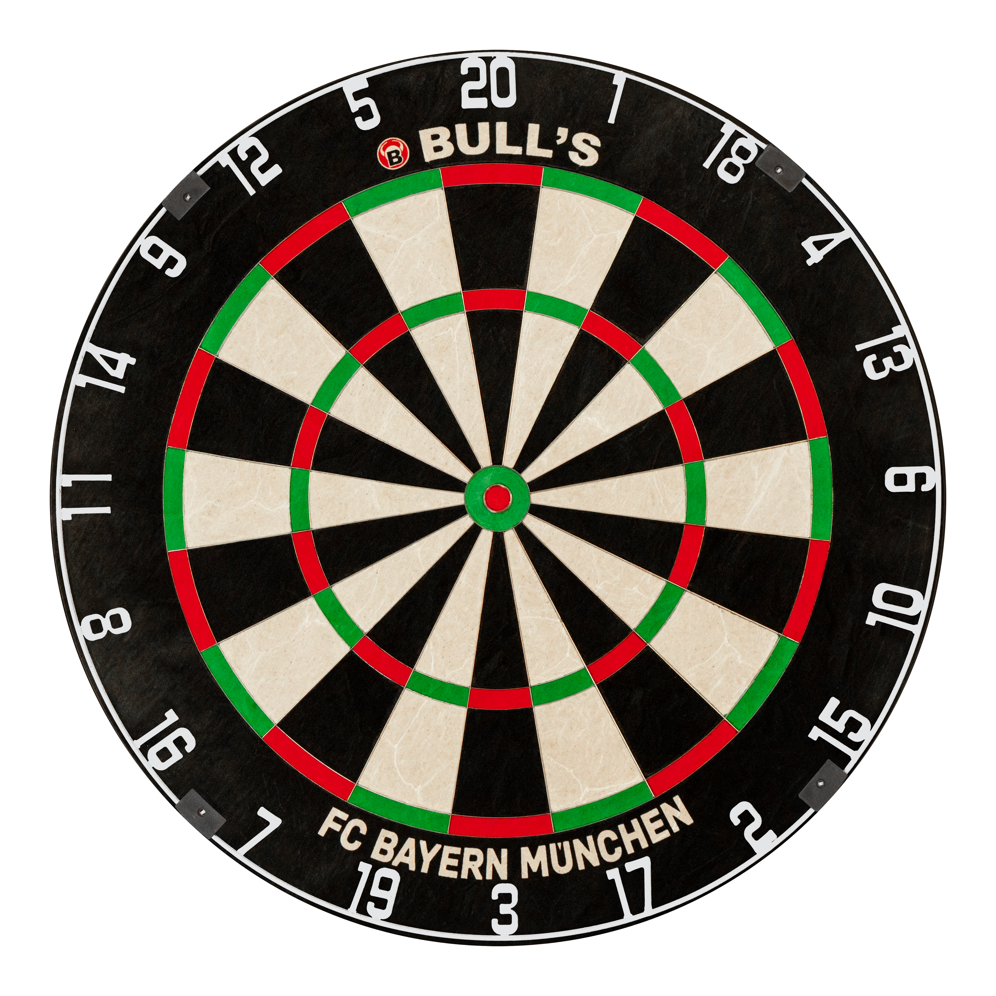 Ocelová šipka na šipky Bulls FC Bayern Mnichov Auf dem Foto ist das Bulls FC Bayern München Bristle Steeldartboard zu sehen. Diese Dartscheibe ist mit dem Branding des FC Bayern München gestaltet.