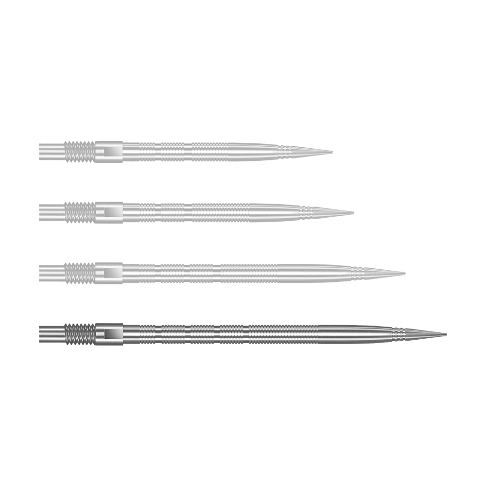 Špičky na šipky Harrows Quick Point Micro Ridge - stříbrné Abgebildet ist QP28023 Harrows Quick Point MicroRidge Dartspitzen Silber 40mm. Das Produkt sind silberne Dartspitzen für den Austausch.