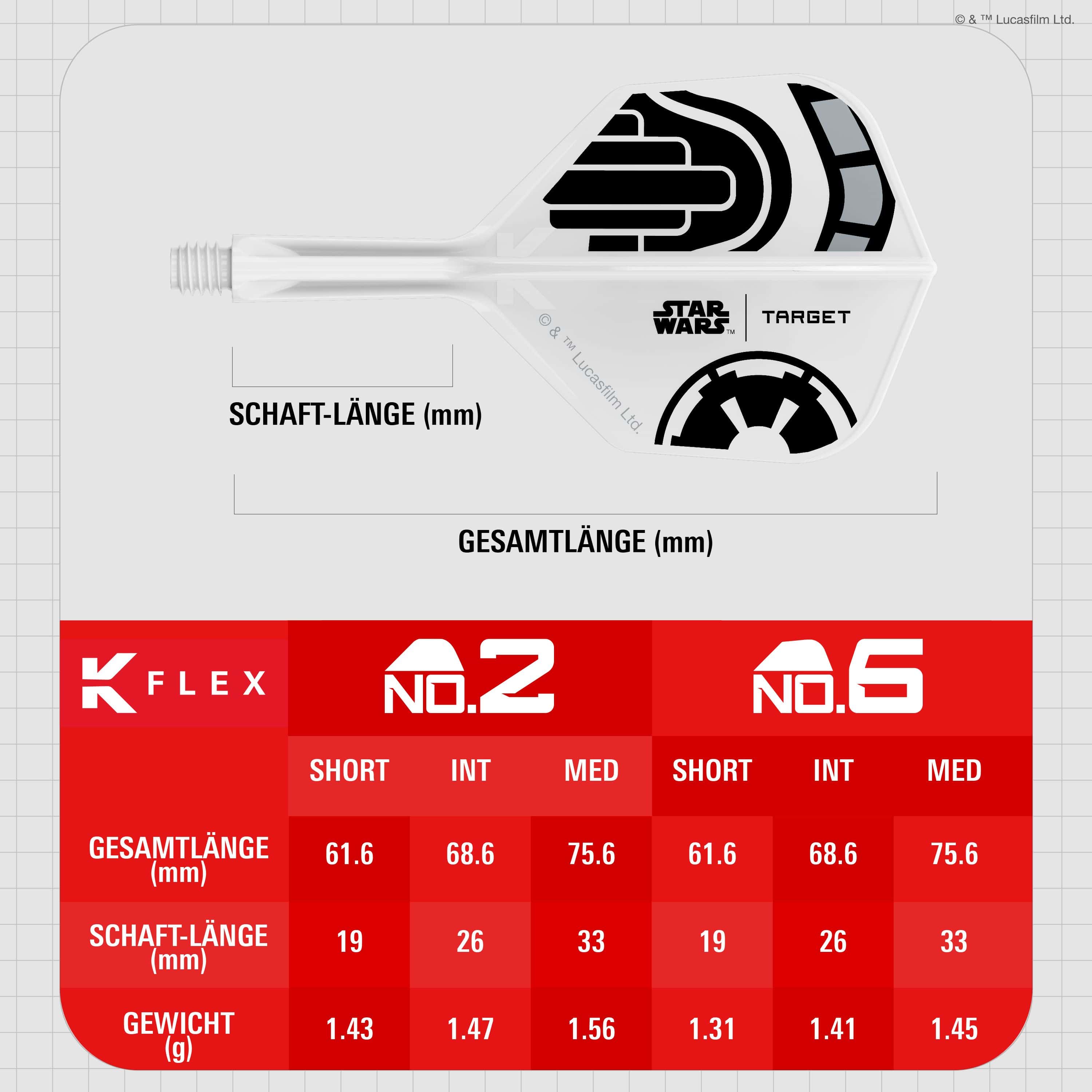 Standardní letky Target Star Wars K-Flex Stormtrooper No2 Target Star Wars K-Flex Stormtrooper No6 Flights Hochwertige Dart-Flights mit Stormtrooper-Design. Perfekt für Star Wars Fans und Dartsportler.