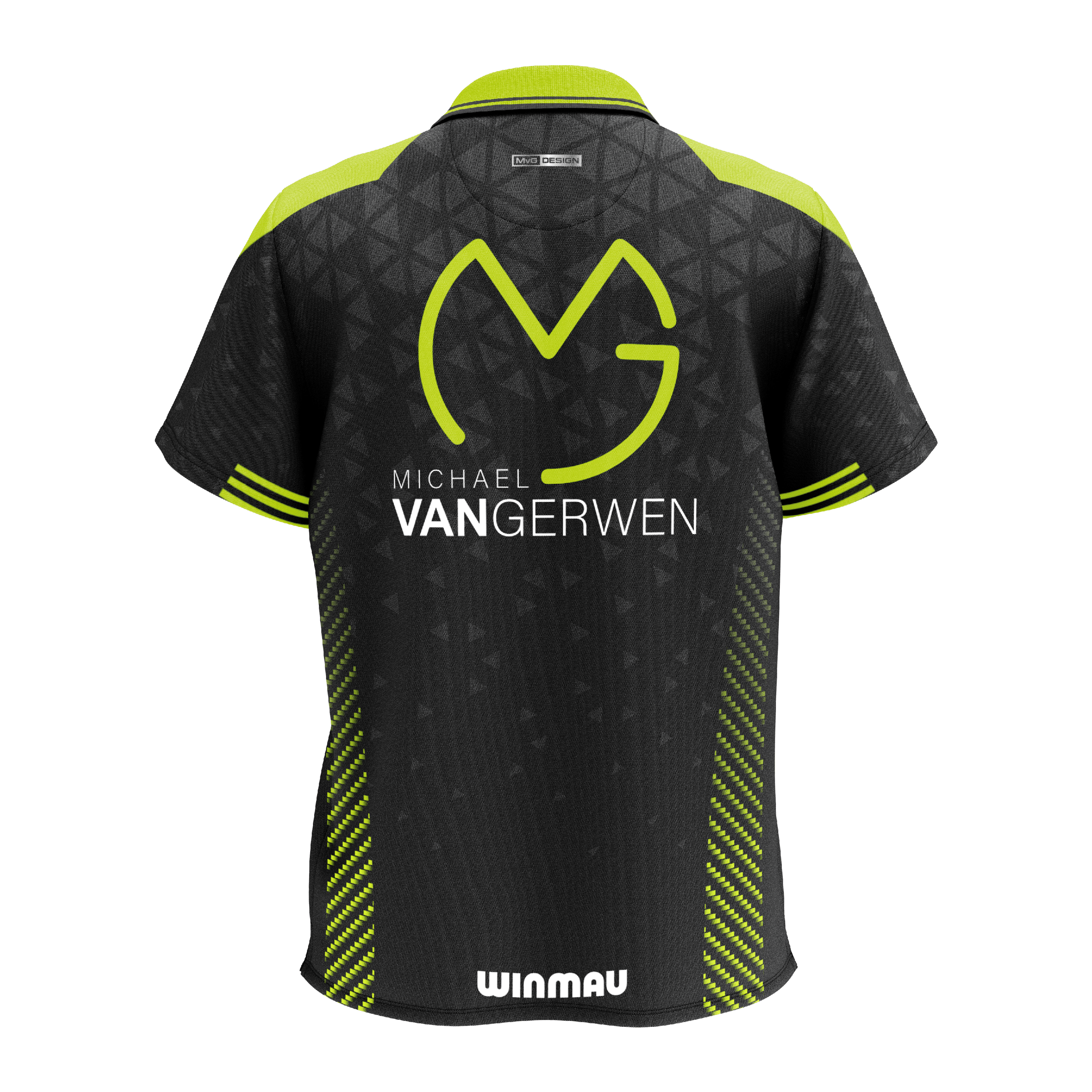 Polo tričko Winmau Michael Van Gerwen Stage Das Bild zeigt das Winmau Michael Van Gerwen Stage Poloshirt. Es ist ein Poloshirt im Design von Michael Van Gerwen.