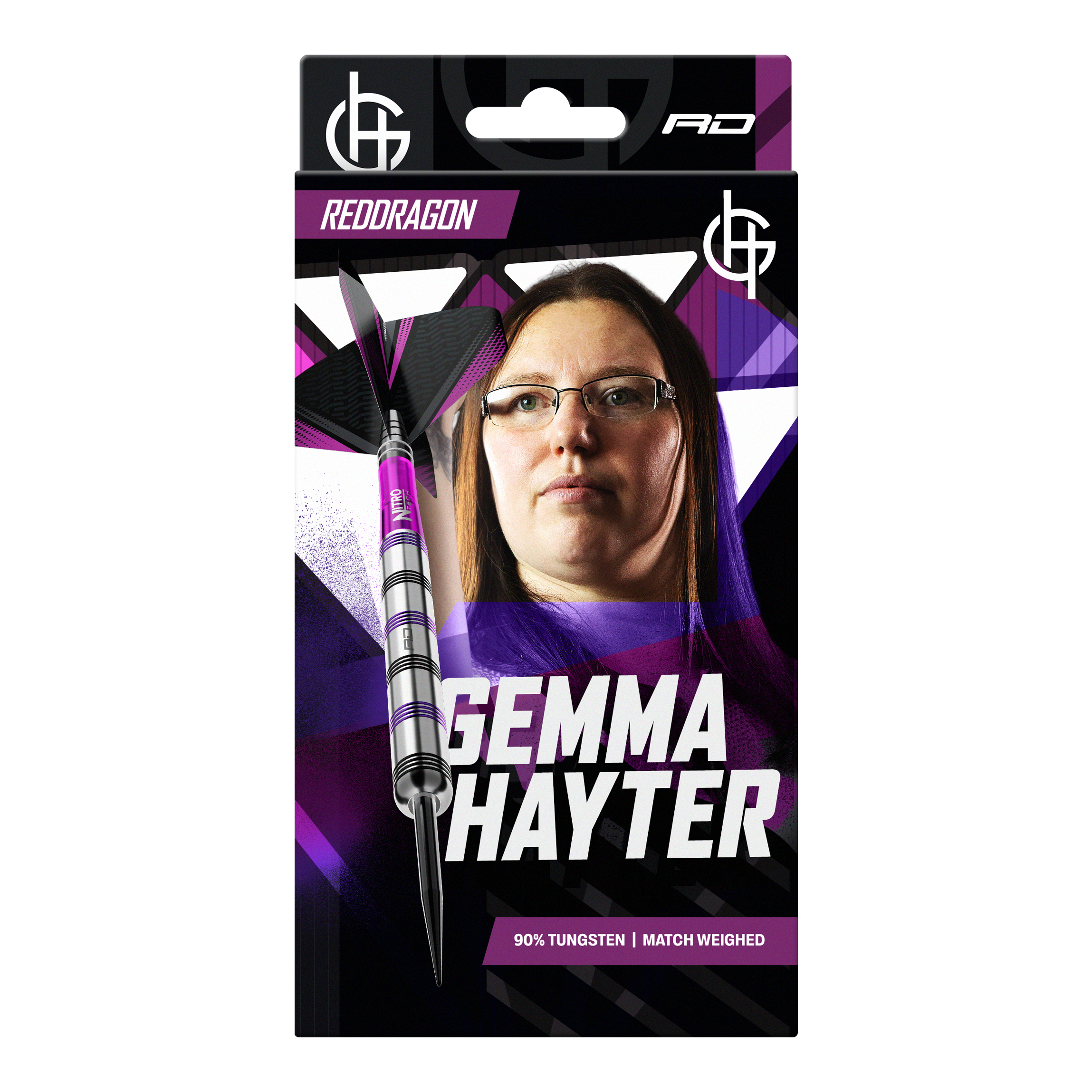 Abgebildet sind die Red Dragon Gemma Hayter Steeldarts - 22g. Die Darts sind für das Steeldartspiel konzipiert.