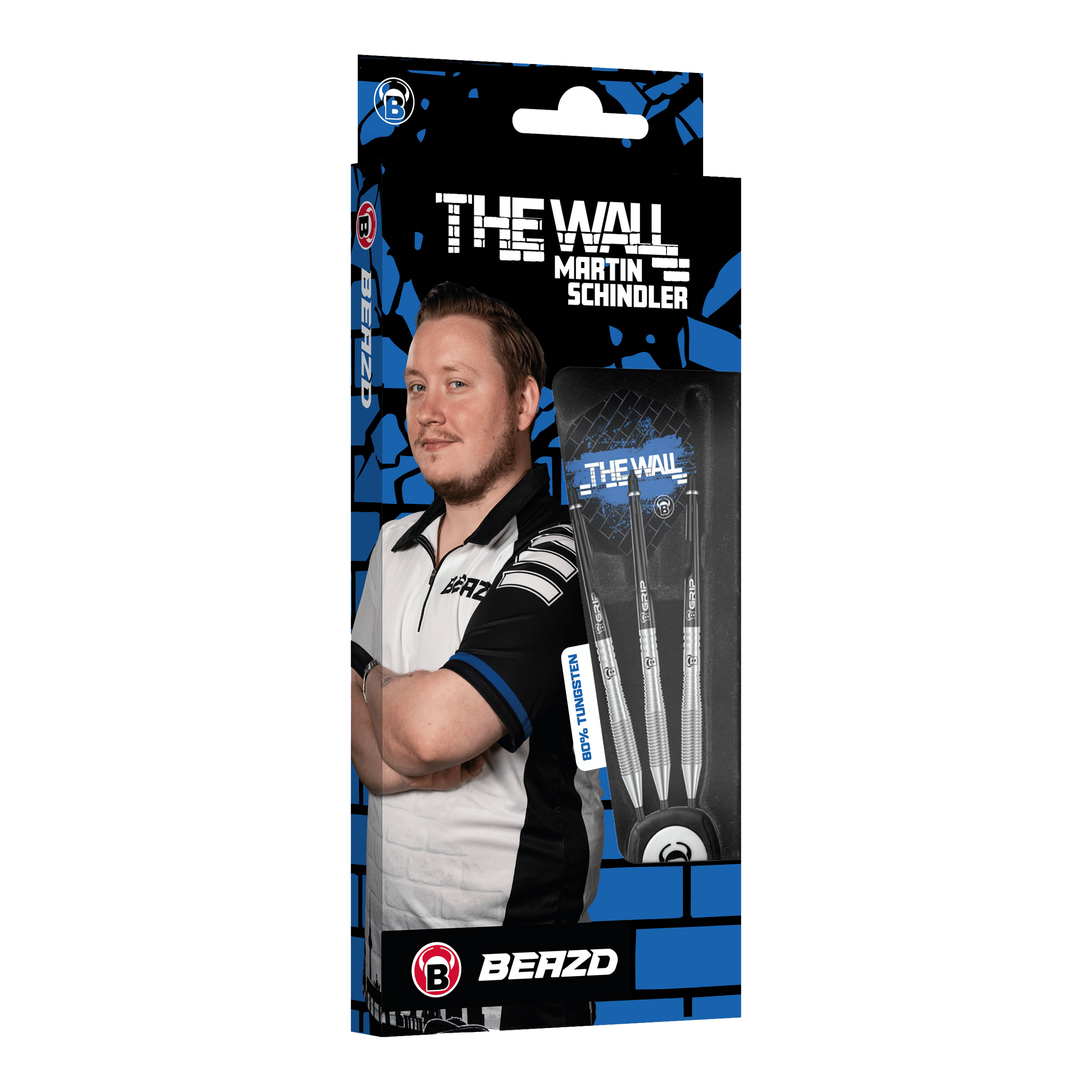 Ocelové šipky Bulls Martin Schindler TW80 Beazd Martin Schindler TW80 Steeldarts sind auf diesem Bild zu sehen. Das Produkt wird in einer Nahaufnahme dargestellt.