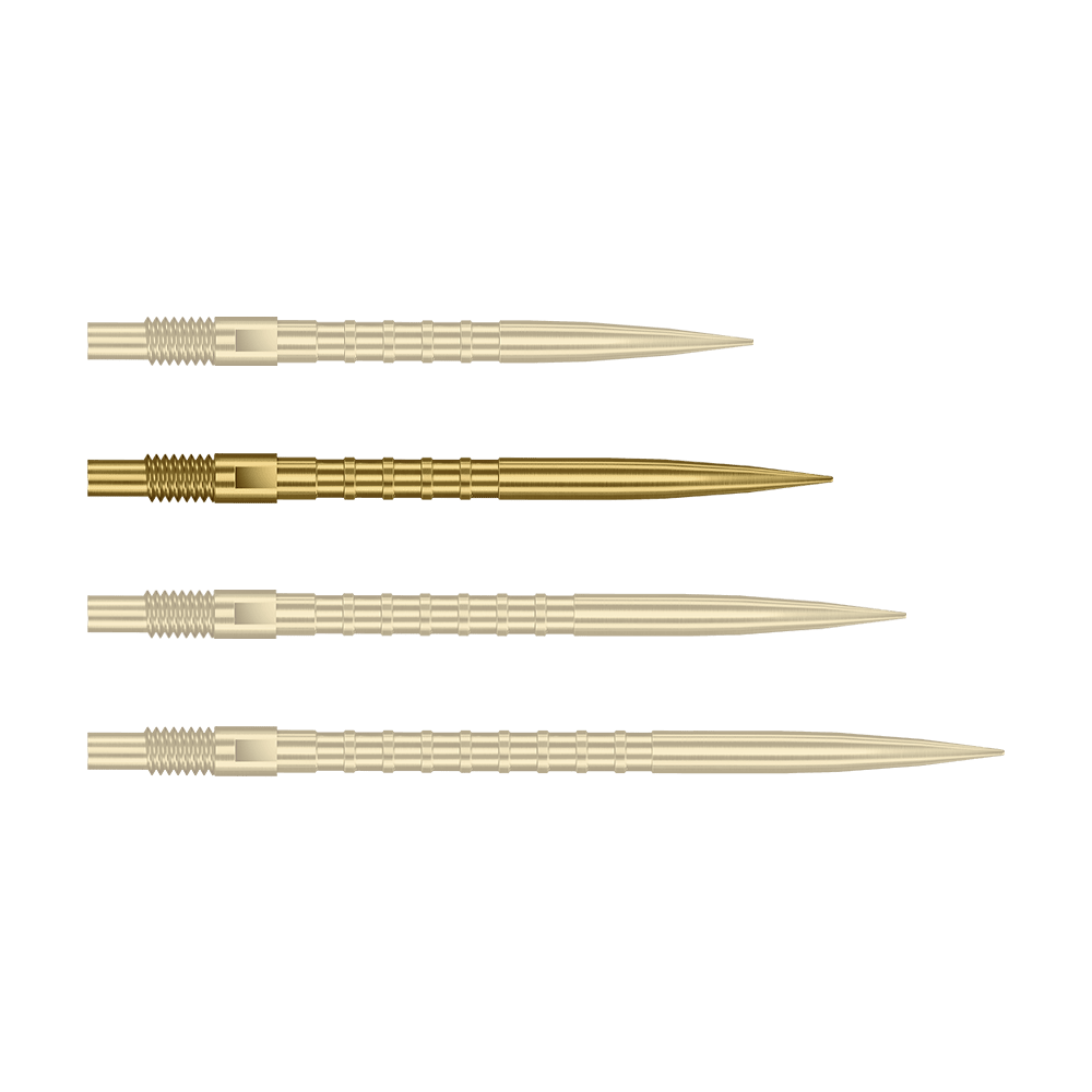 Špičky na šipky Harrows Quick Point Heavy Metal - zlaté Abgebildet ist eine einzelne goldene Dartspitze mit 30mm Länge und Metallgriff. Es handelt sich um die Harrows Quick Point Heavy Metal Grip Dartspitzen Gold 30mm.